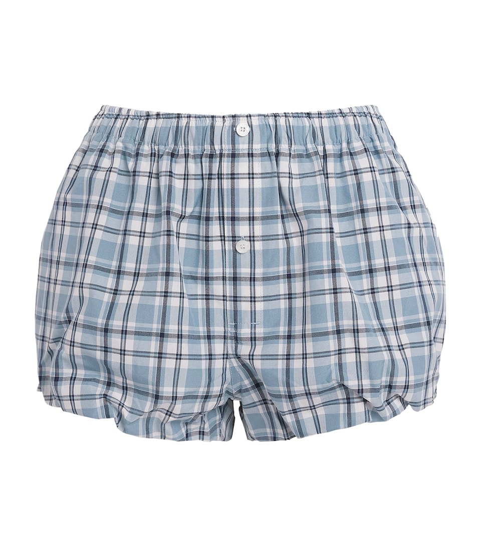 Acne Studios Womens Cotton Check Bloomer Shorts Blue/white