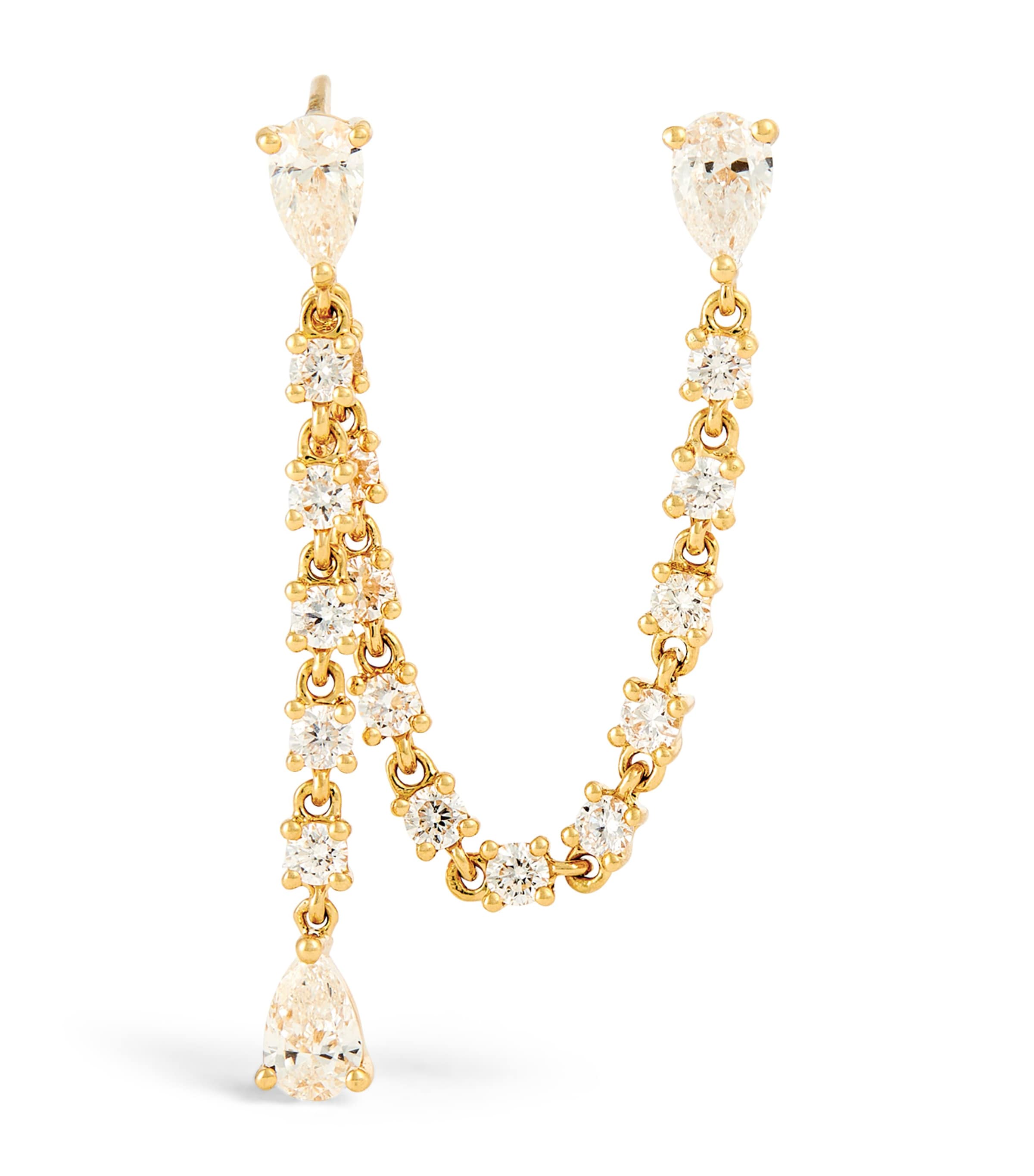 Yellow Gold and Diamond Isla Double-Piercing Single Earring