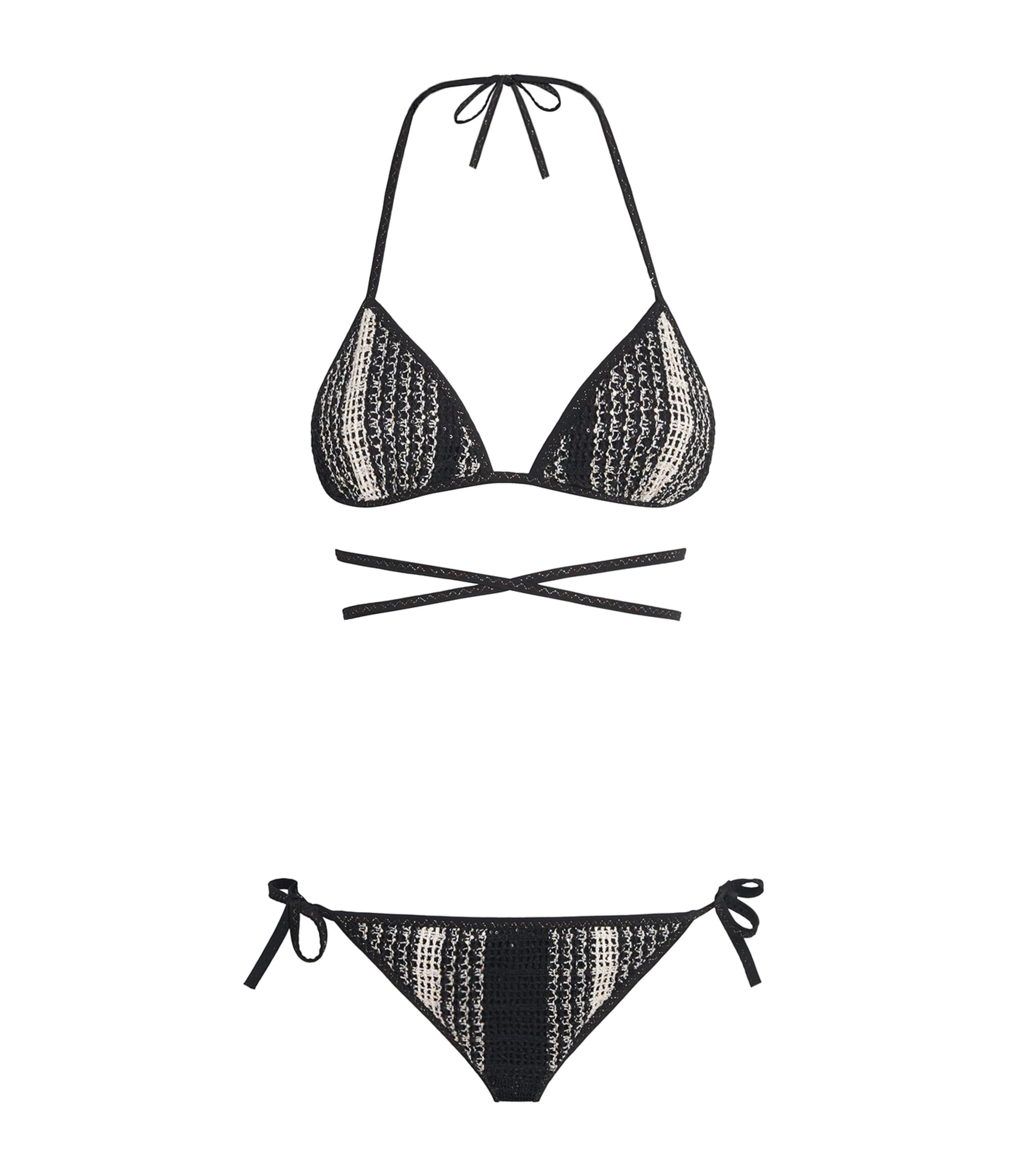 Missoni Womens Striped Tie-Up Triangle Bikini White/black