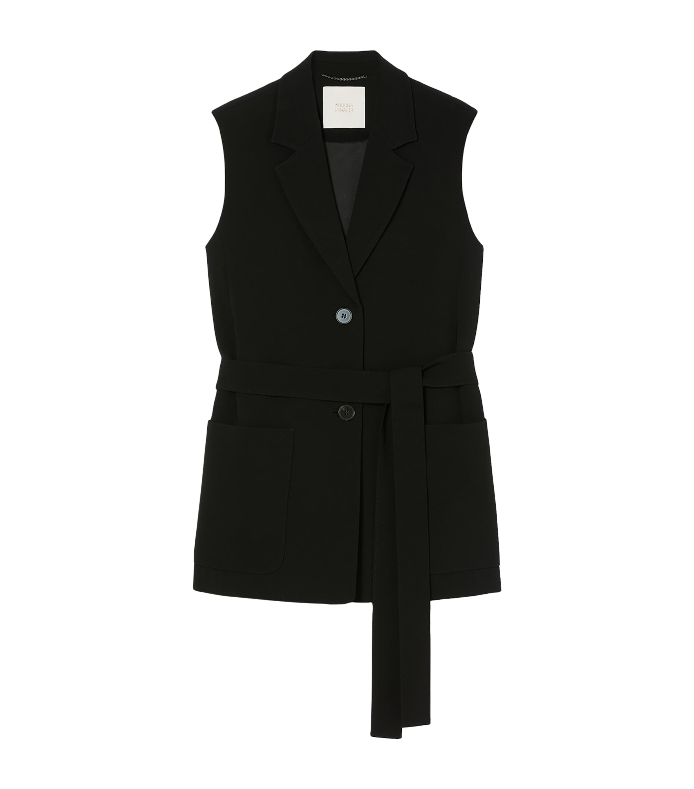 Marina Rinaldi Womens Sleeveless Belted Blazer Black