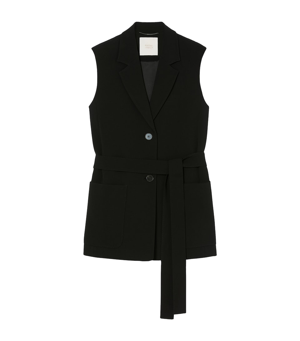 Marina Rinaldi Womens Sleeveless Belted Blazer Black