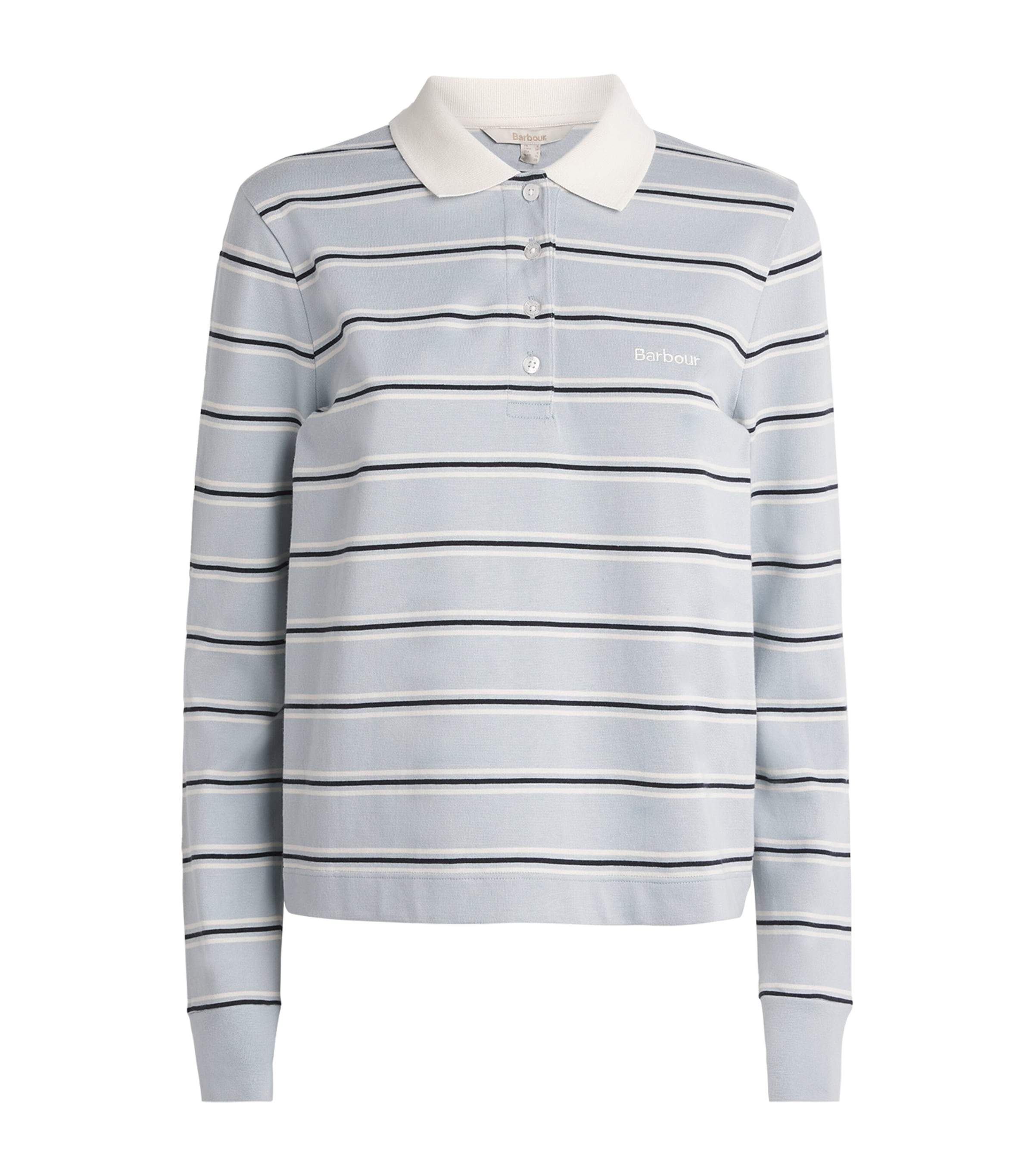 Barbour Womens Cotton Stripe Ashwell Polo Shirt Celestial