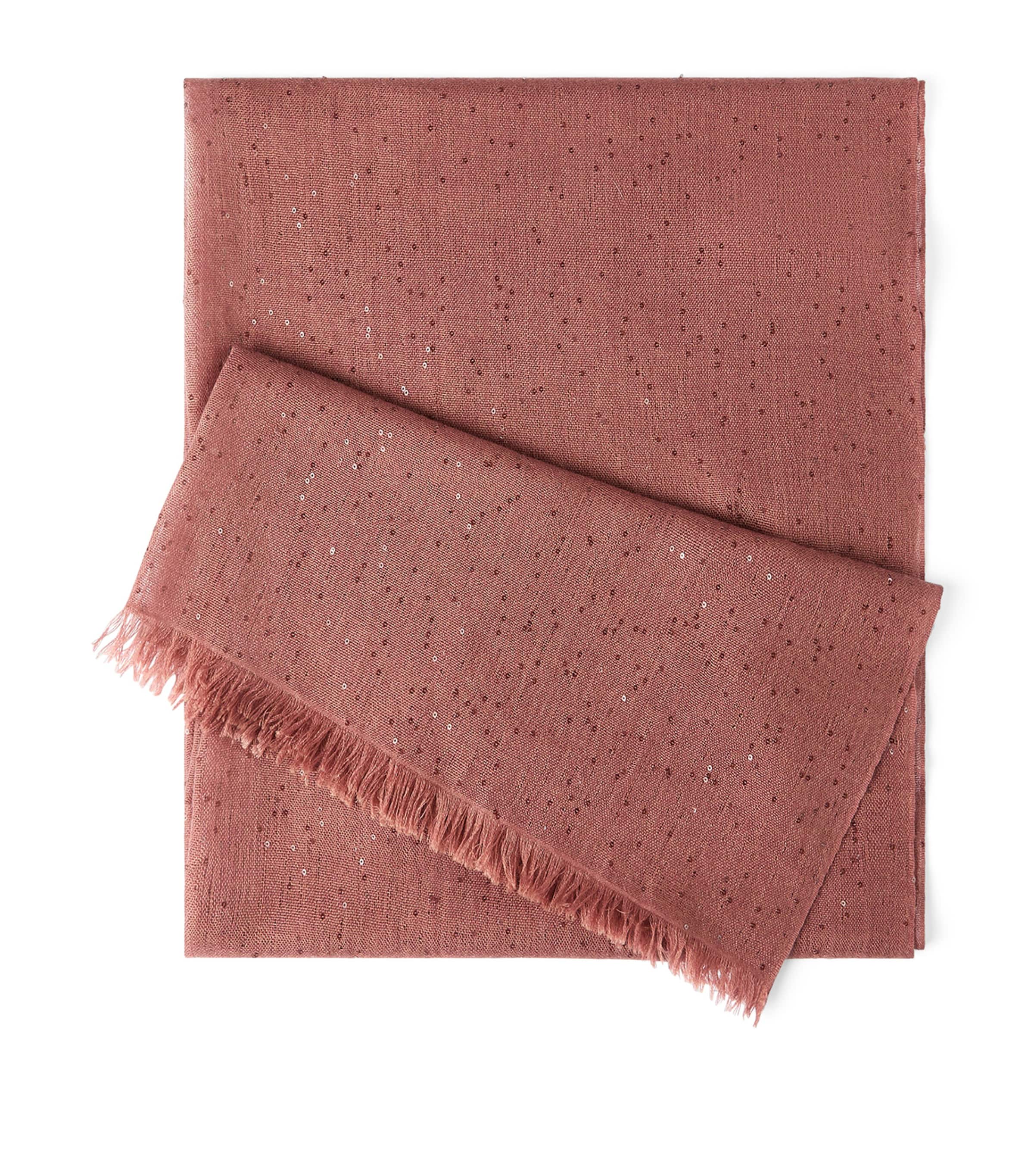 Brunello Cucinelli Cashmere-Silk Sequinned Scarf