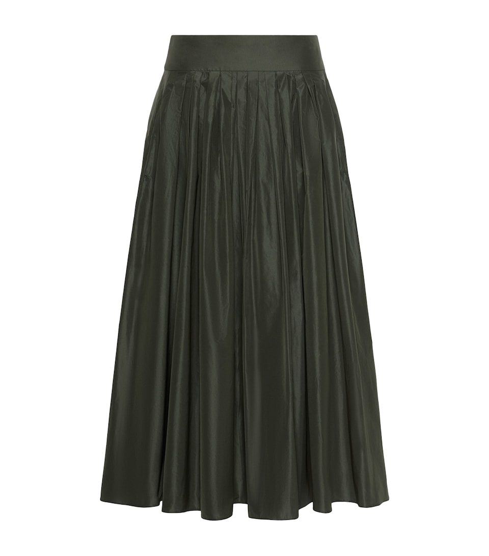 Max Mara Womens Pleated Maxi Skirt Dark Green