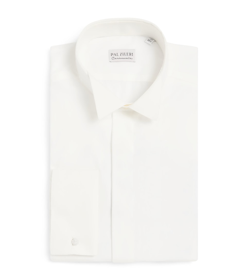 Pal Zileri Mens Cotton Concealed-Placket Shirt White