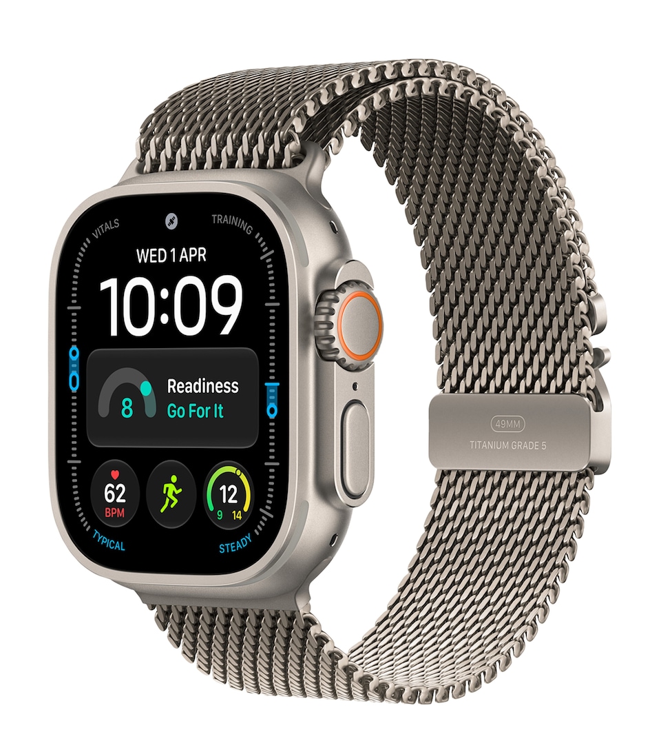 Apple Apple Watch Ultra 4 GPS + Cellular – Natural Titanium with Natural Titanium Milanese Loop, 49mm, Small Natural Titanium