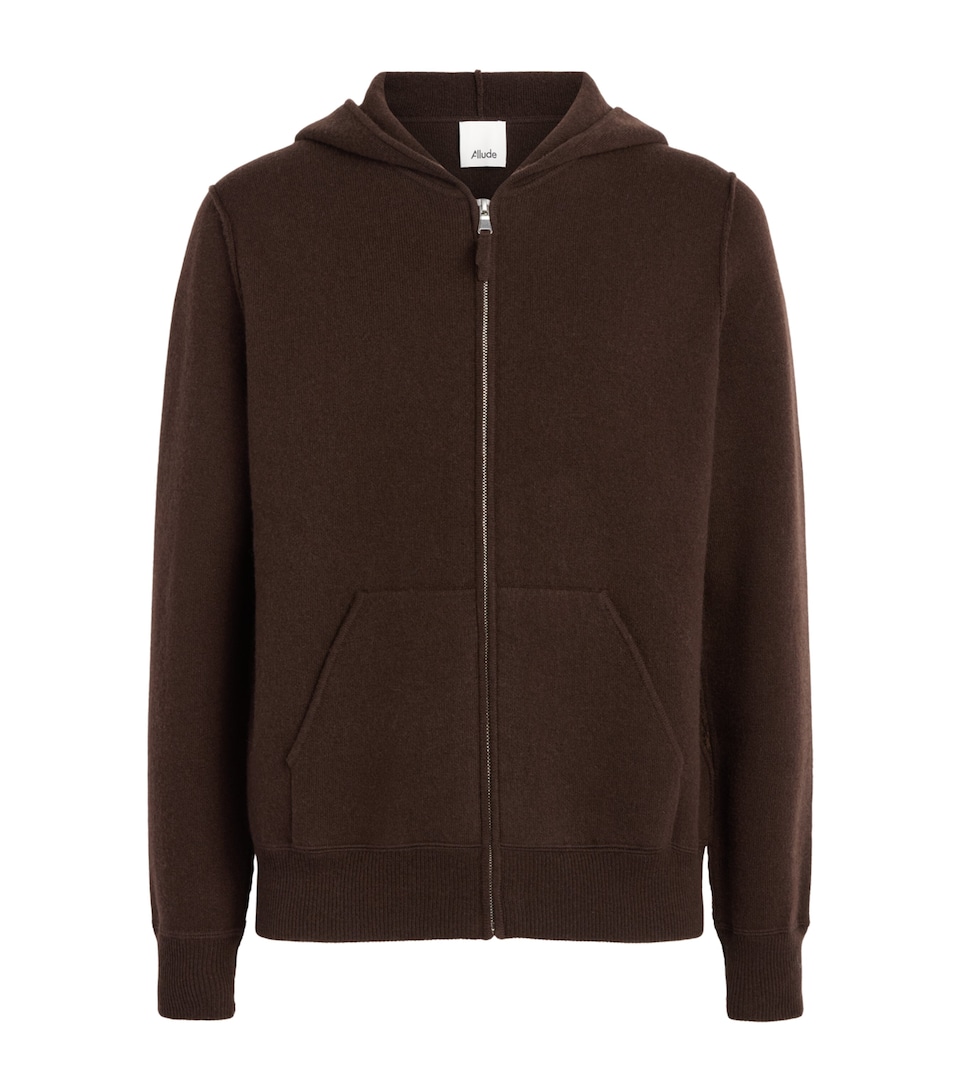 Allude Mens Wool-Cashmere Zip-Up Hoodie
