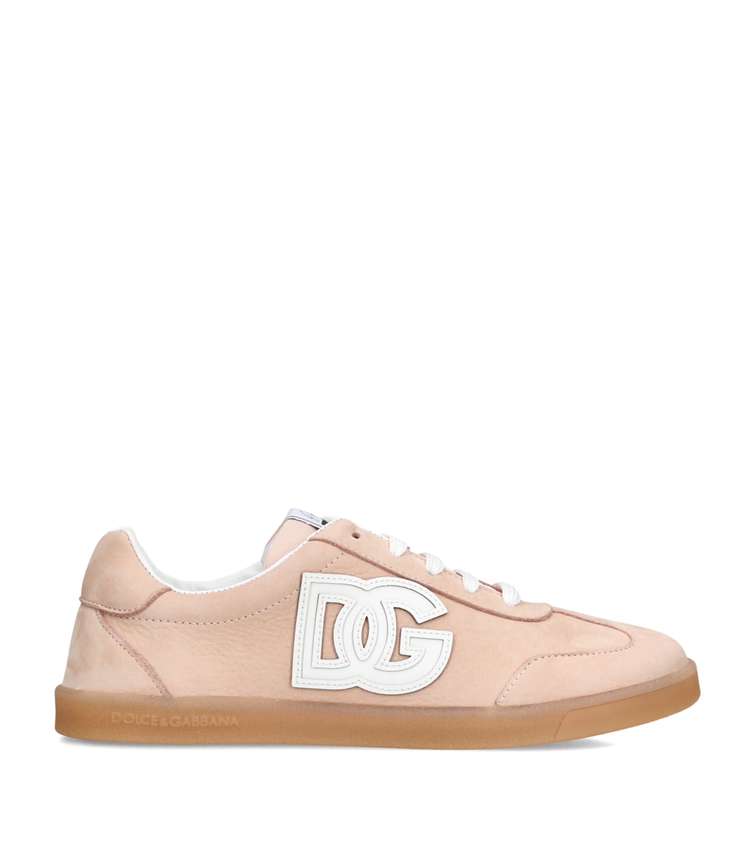Dolce&Gabbana Kids Leather DG Logo Sneakers Peach