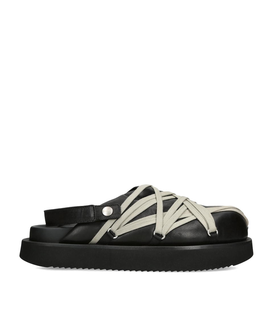 Rick Owens Leather Padded Megalace Mules Blk/other