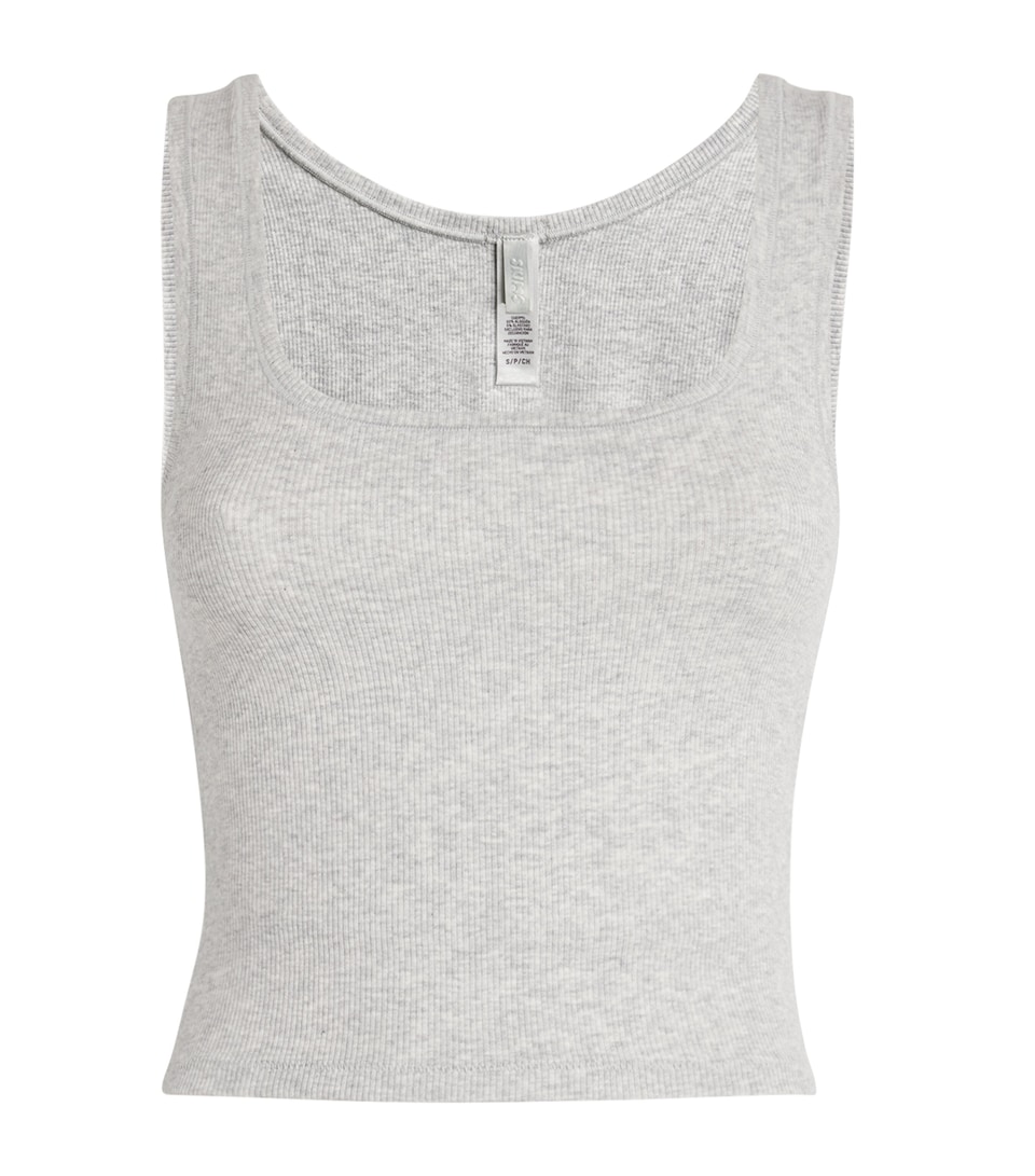 Stretch-Cotton Ribbed Tank Top
