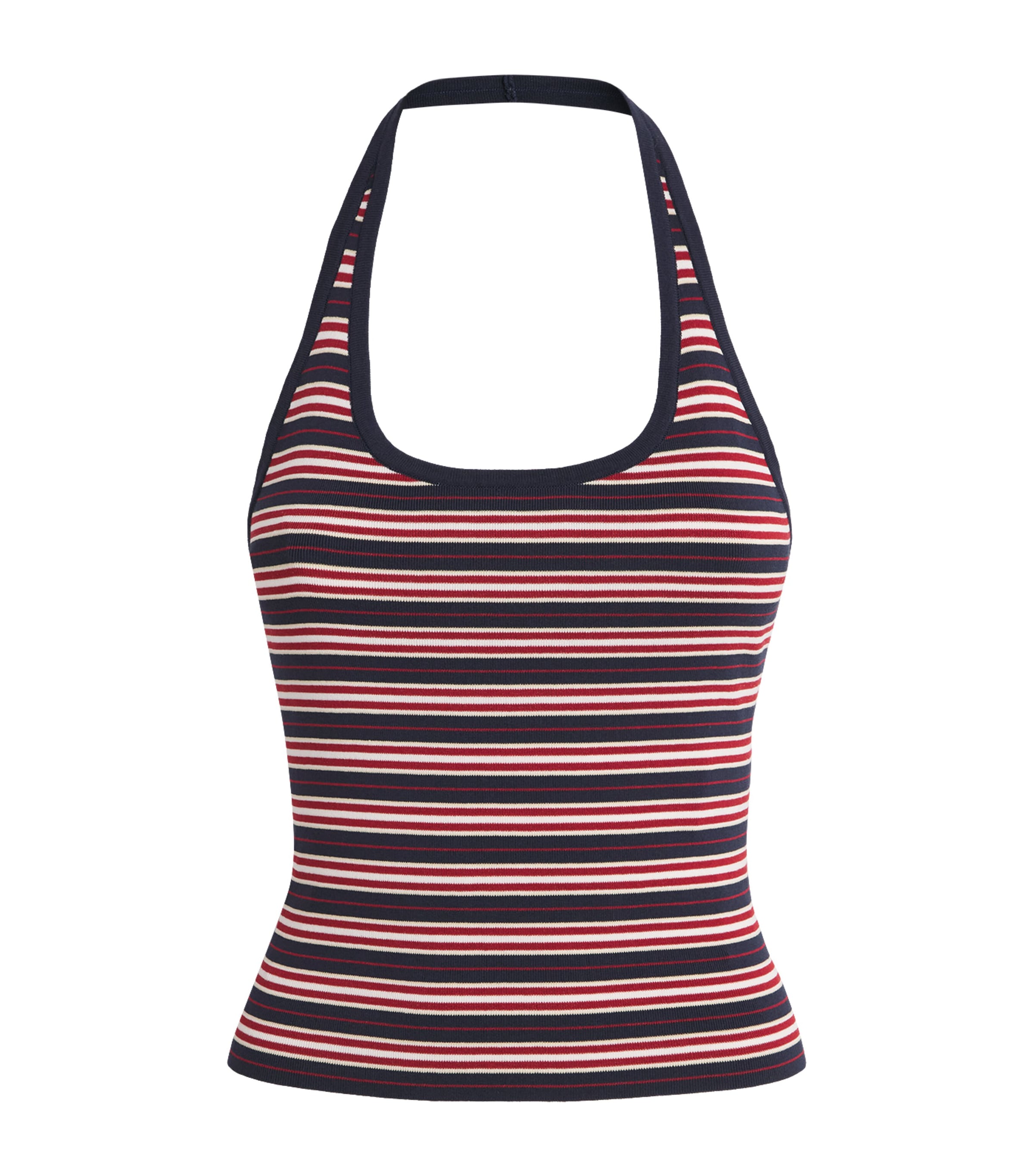 Faithfull The Brand Womens Knitted Halterneck Doris Top Cila Stripe Navy