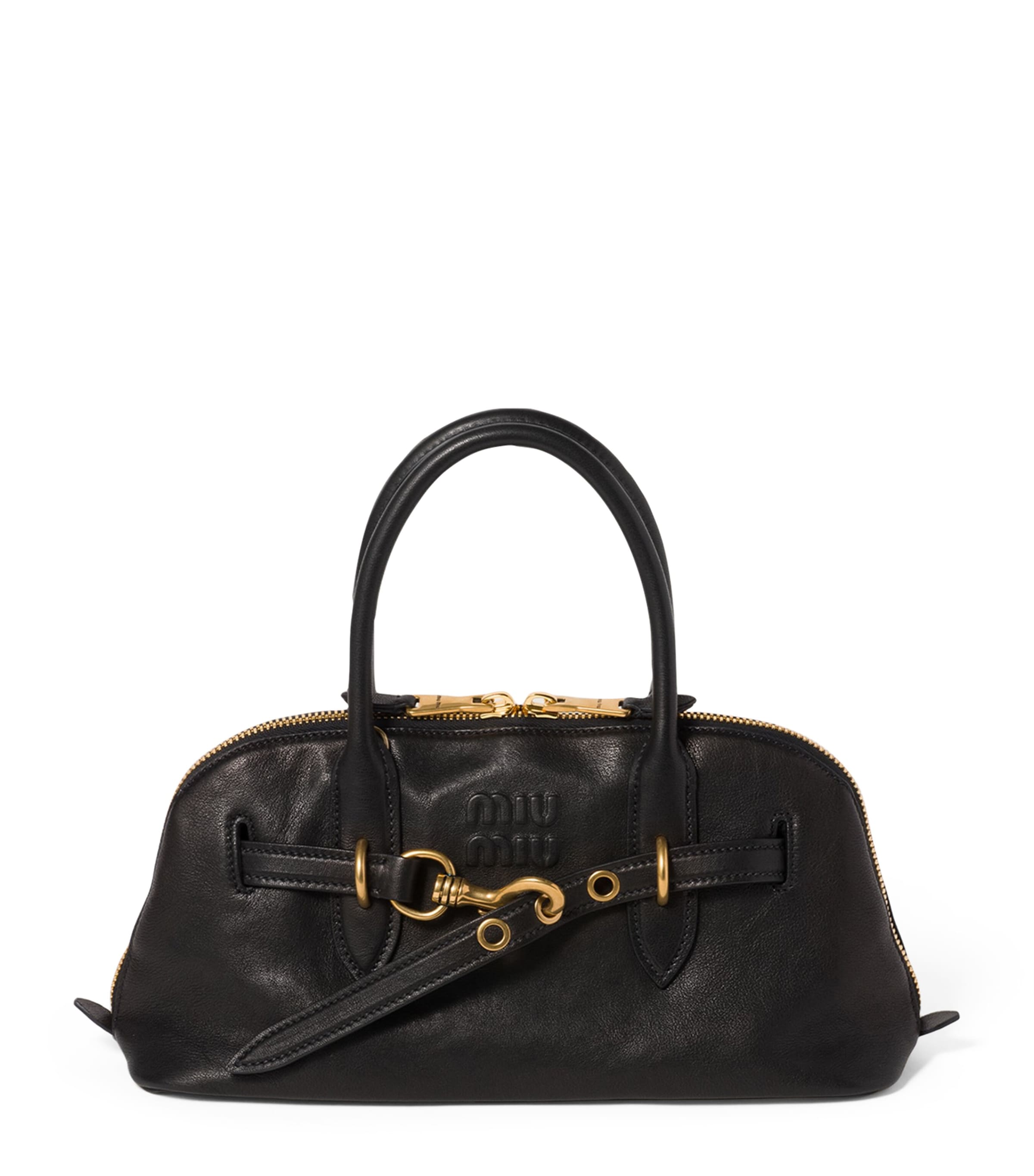 Miu Miu Leather Aventure Top-Handle Bag | Harrods UK