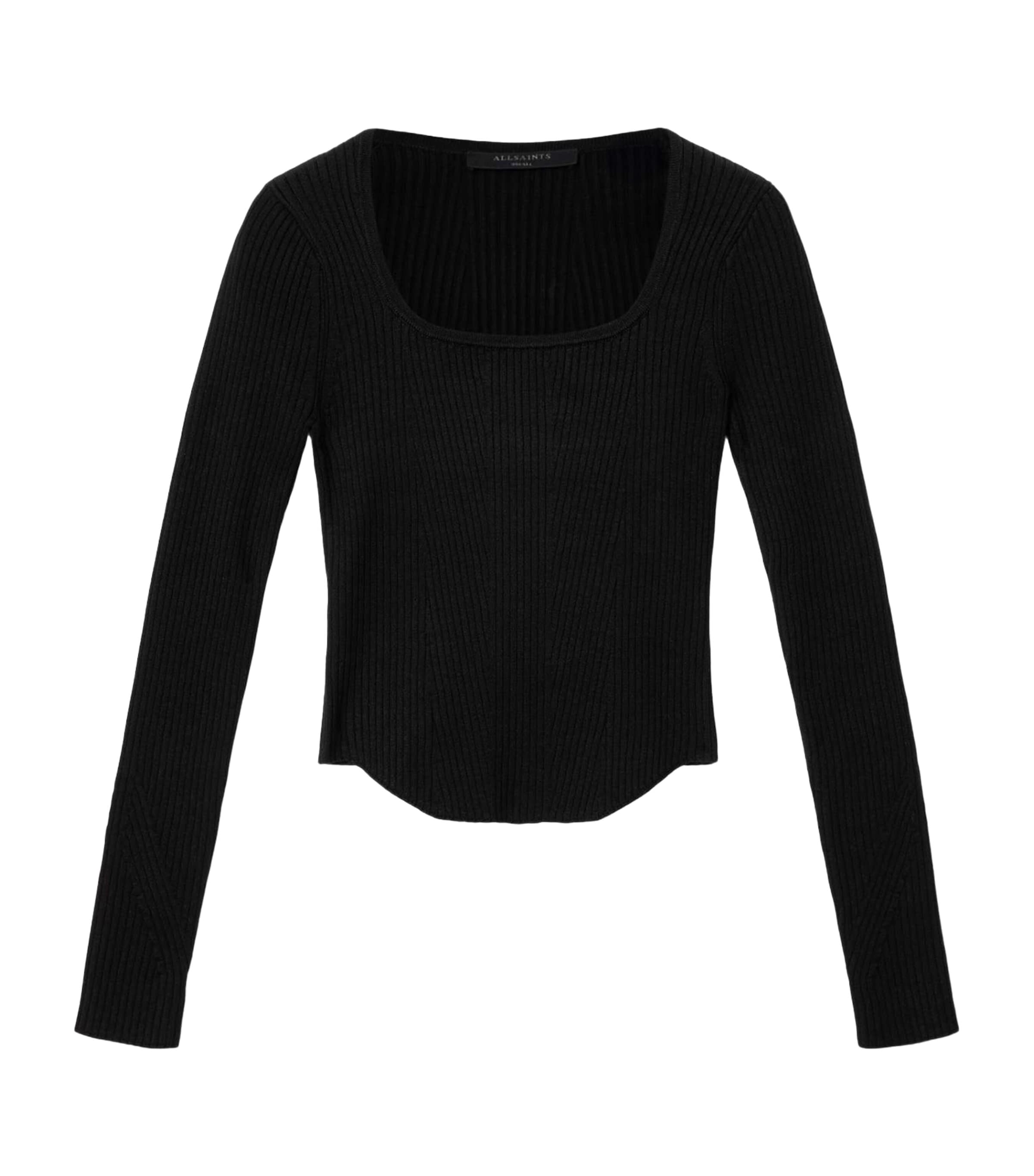 AllSaints Womens Rib-Knit Hally Top Black