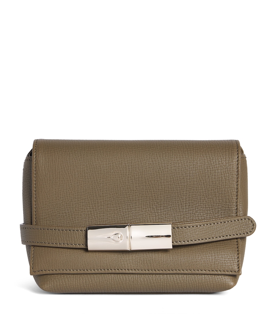 Longchamp Leather Le Smart Cross-Body Bag Olive