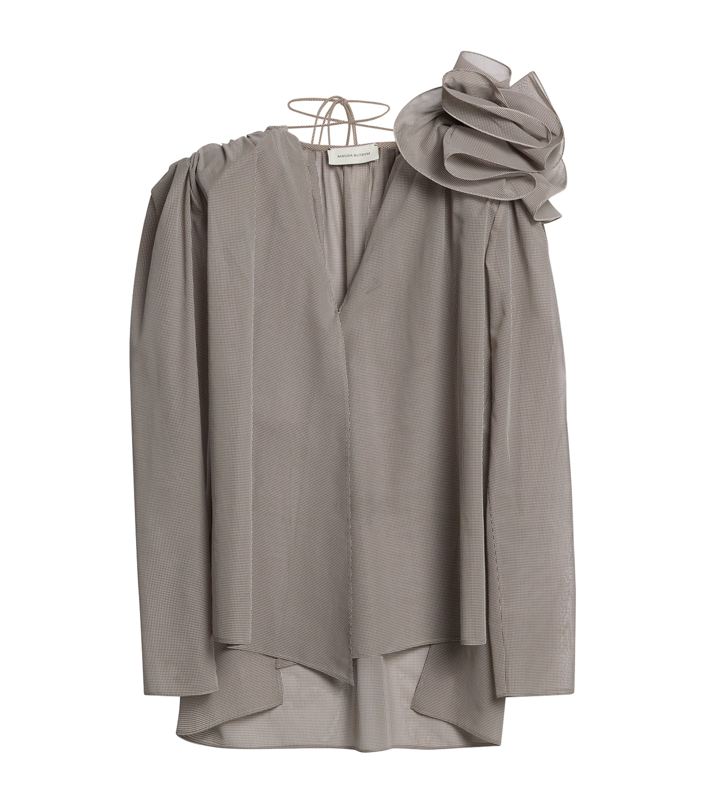 Silk Rose Brooch Blouse