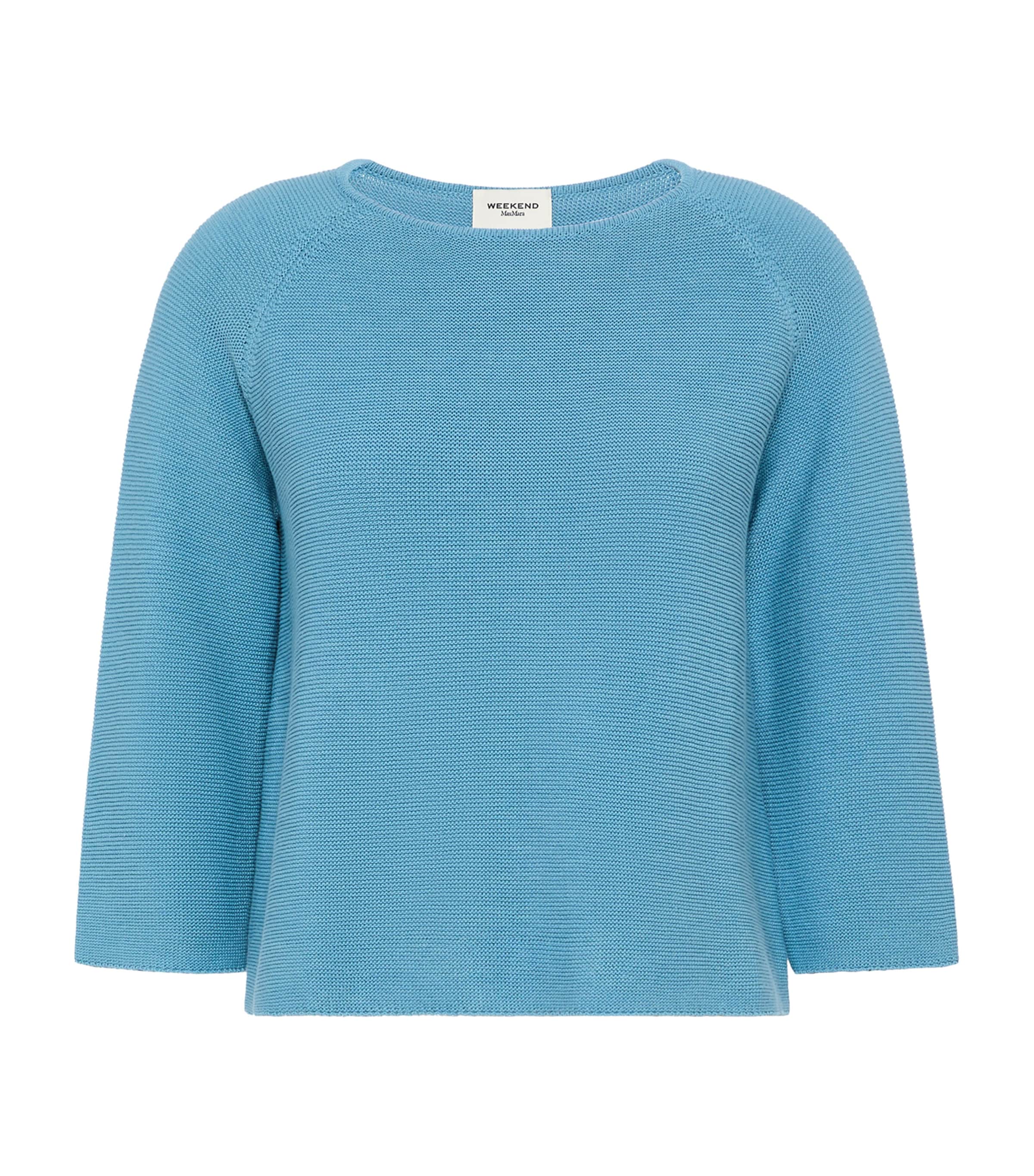 Weekend Max Mara Womens Cotton Boat-Neck Sweater Light Blue