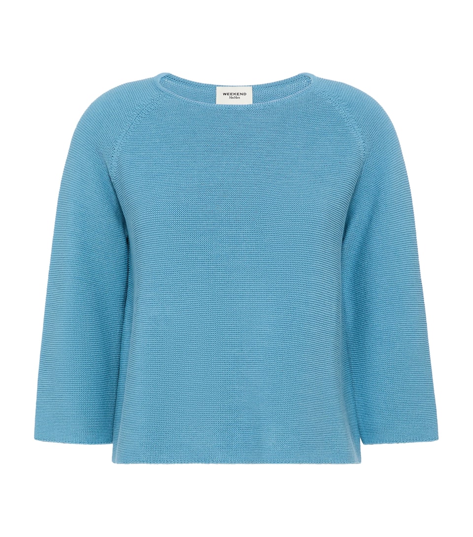 Weekend Max Mara Womens Cotton Boat-Neck Sweater Light Blue