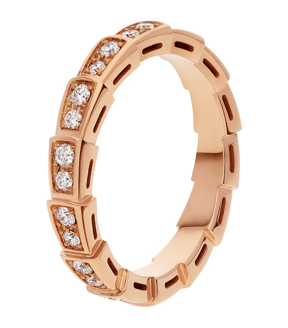 Bvlgari Rose Gold and Diamond Serpenti Viper Ring Pink Gold