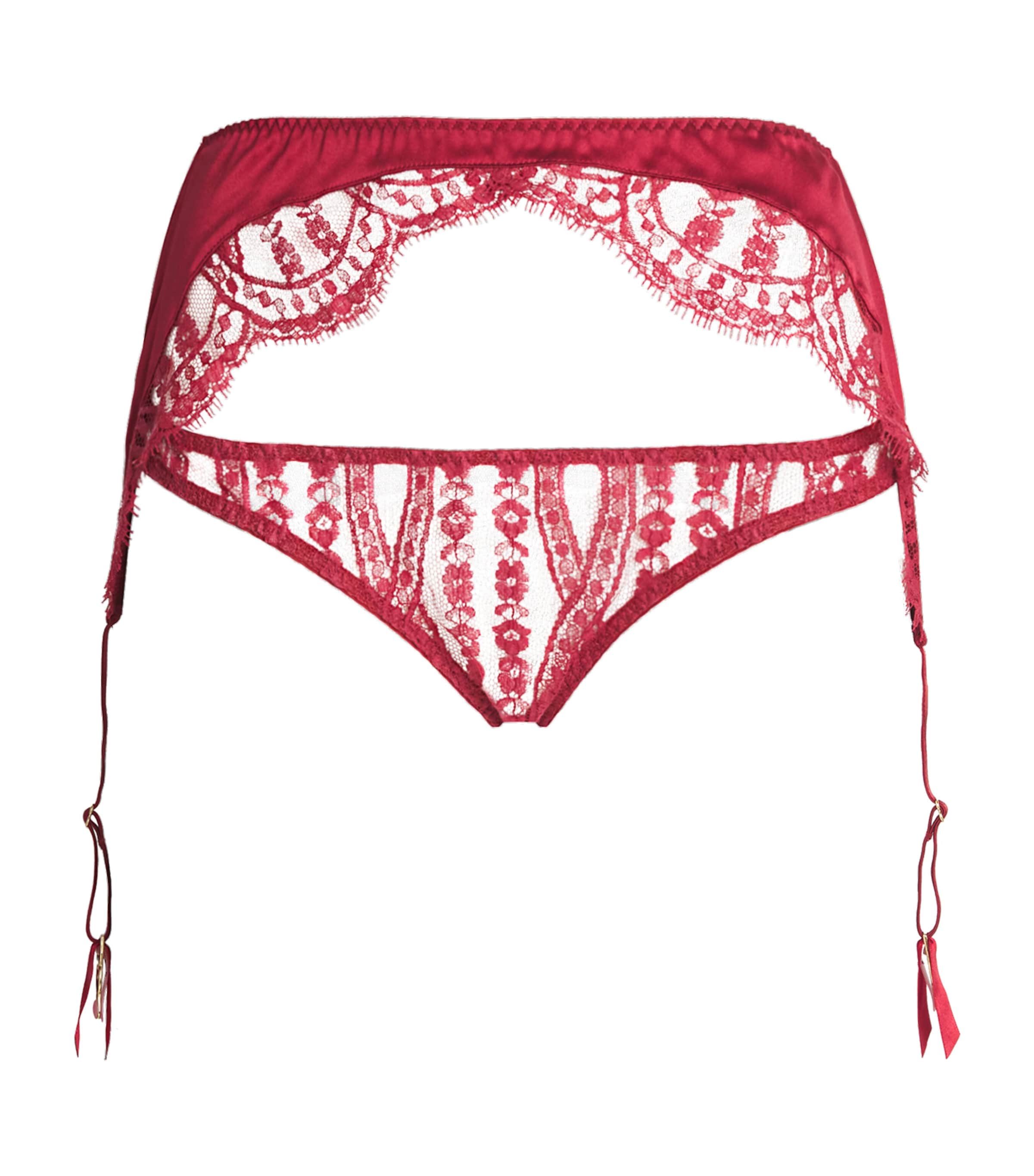 Coco De Mer Womens Lace Renata Suspenders Ruby