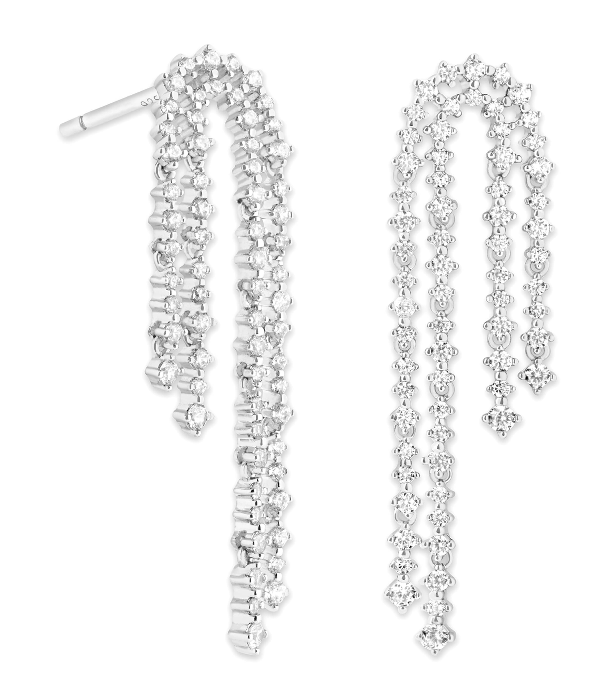 Rhodium-Plated Silver and Crystal Scatter Drop Earrings
