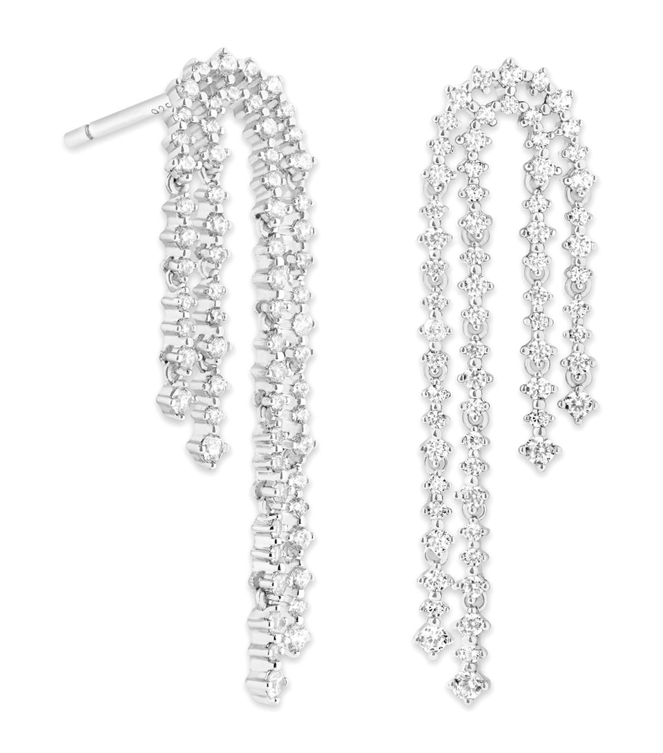 Rhodium-Plated Silver and Crystal Scatter Drop Earrings