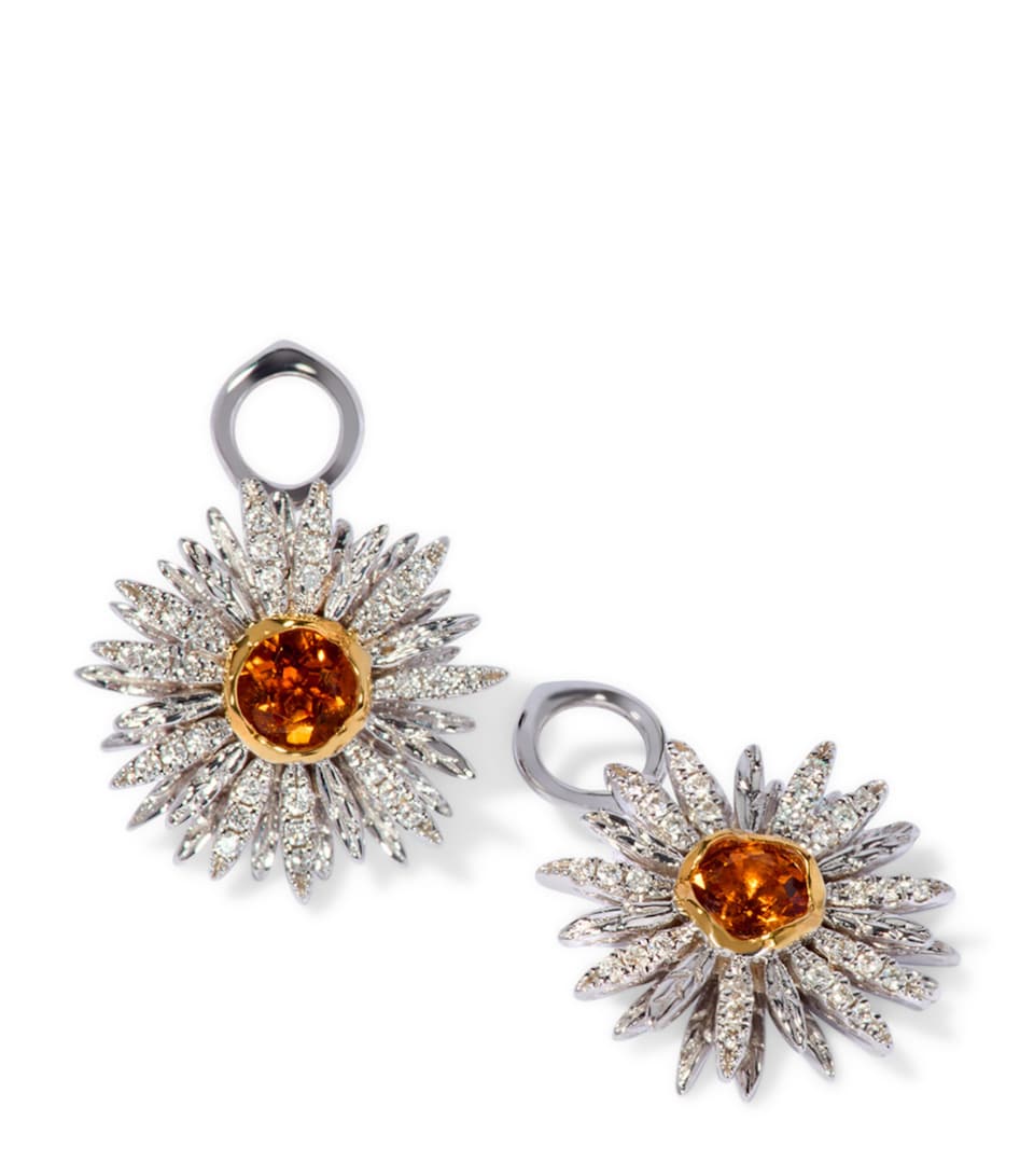 Annoushka White Gold, Diamond and Citrine Daisy Earring Drops