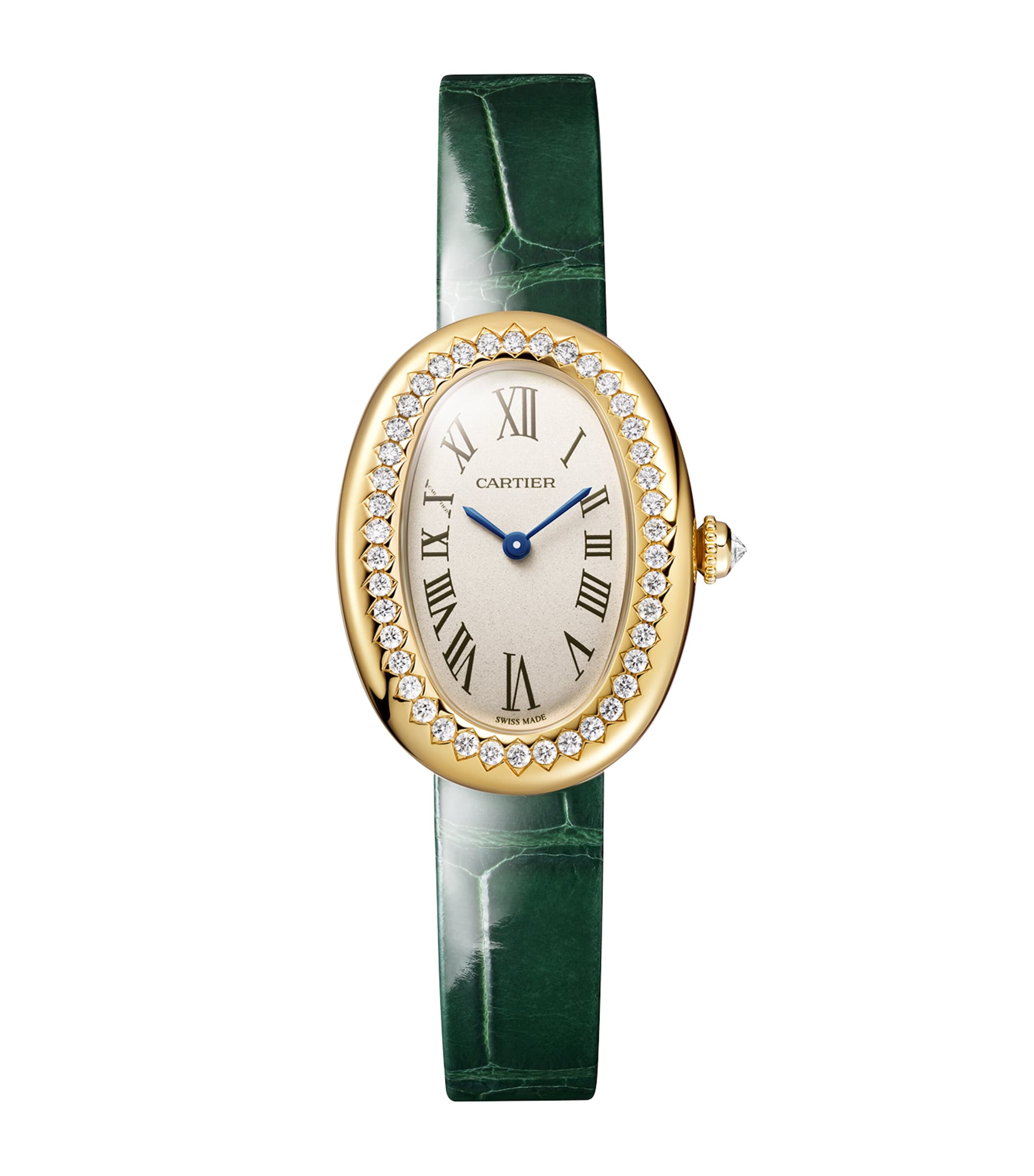 Cartier Small Yellow Gold and Diamond Baignoire de Cartier Watch 23.1mm Silvered