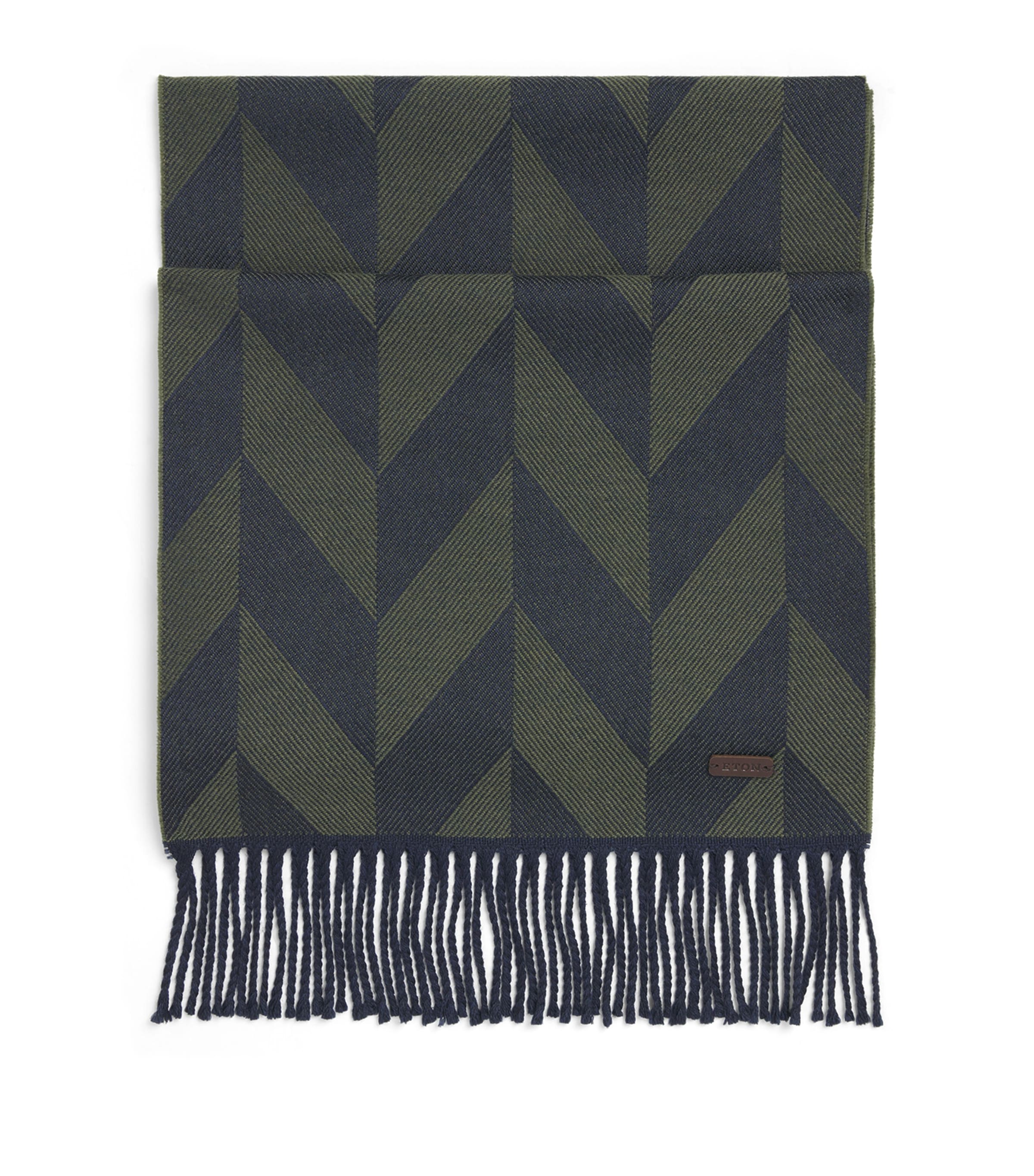 Eton Merino Wool Chevron Scarf Dark Green