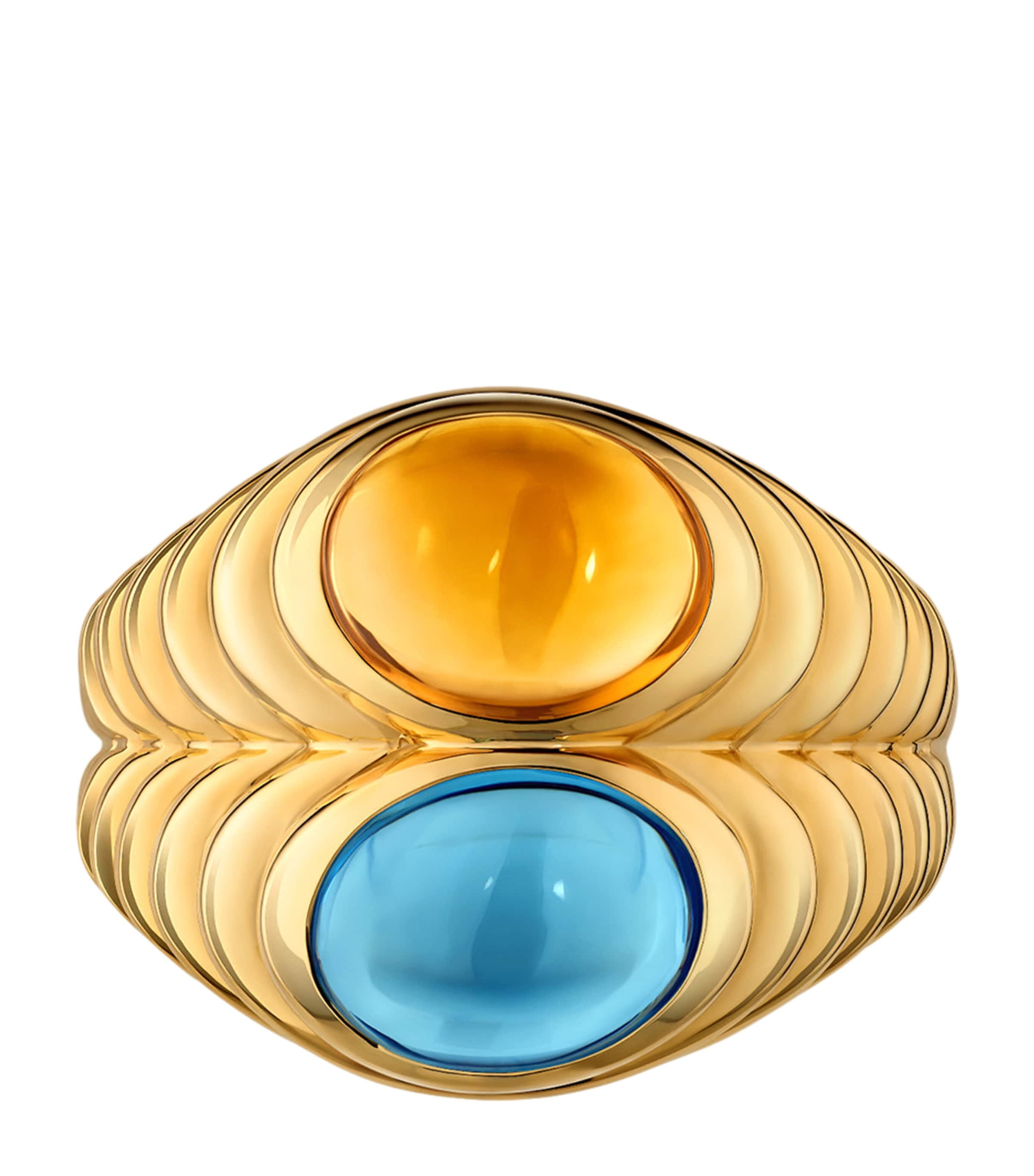 Bvlgari Yellow Gold Topaz and Quartz Doppio Baccellato Ring Yellow Gold