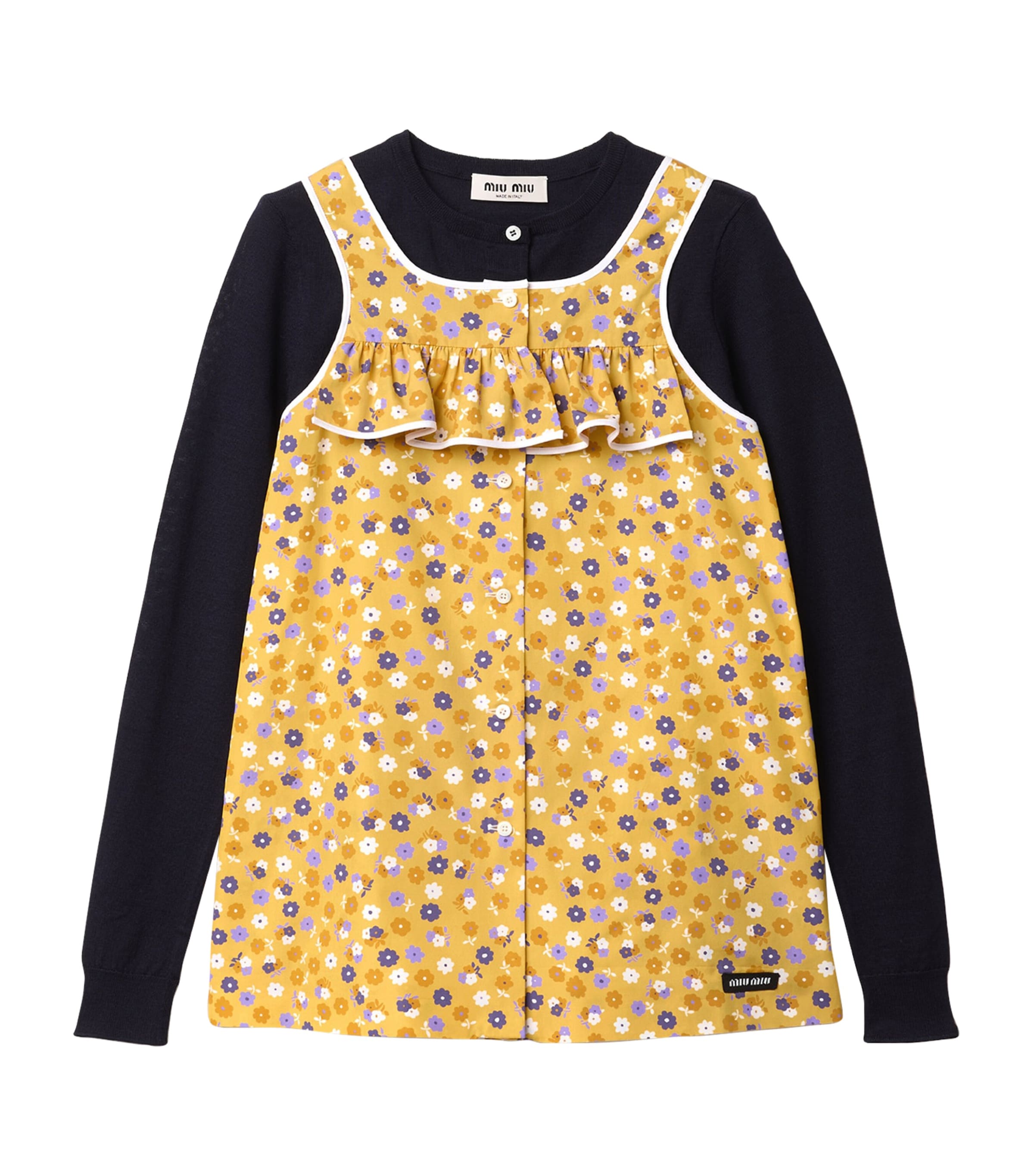Poplin-Wool Floral Top
