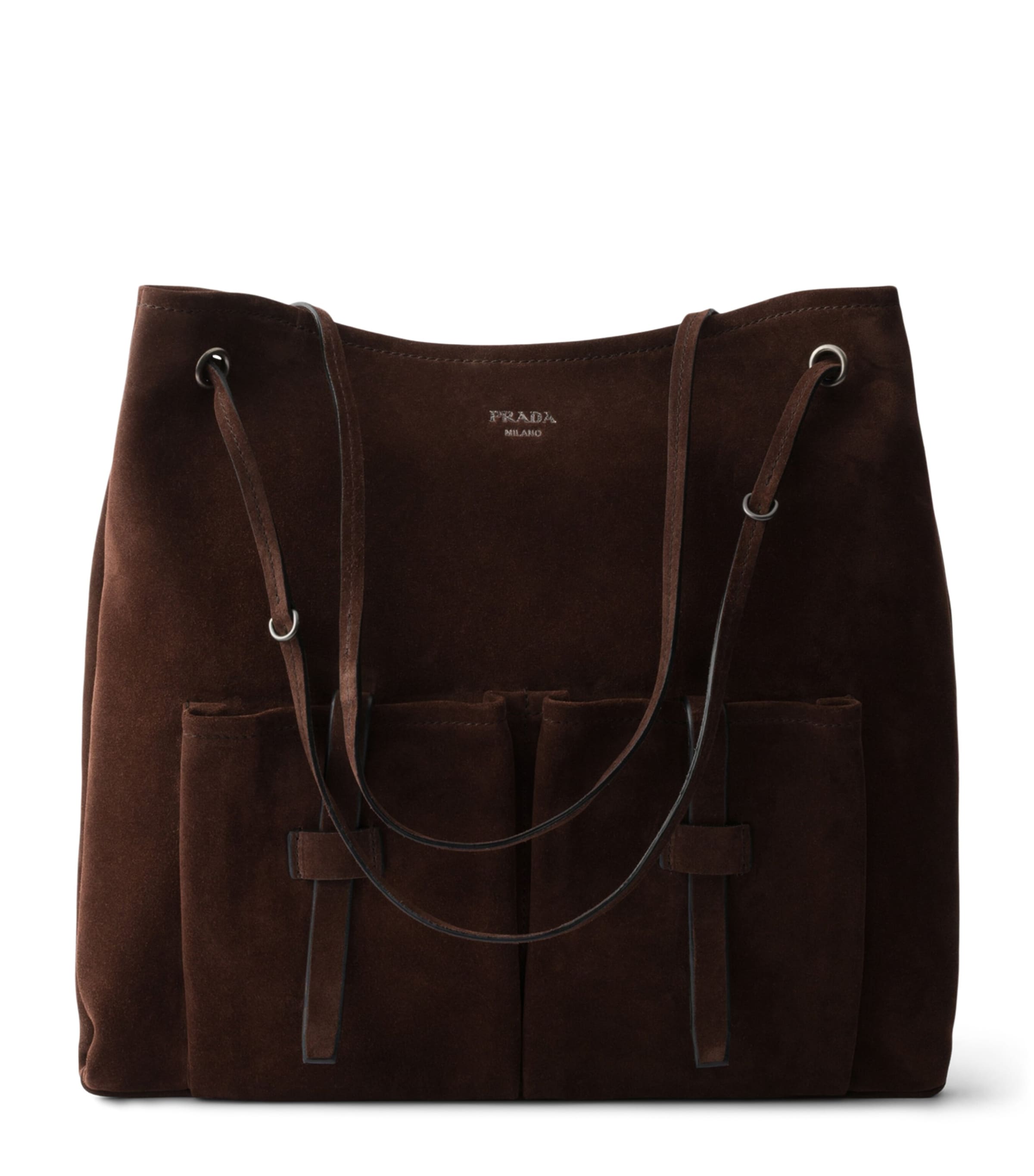 Prada Large Suede Route Shoulder Bag Brown