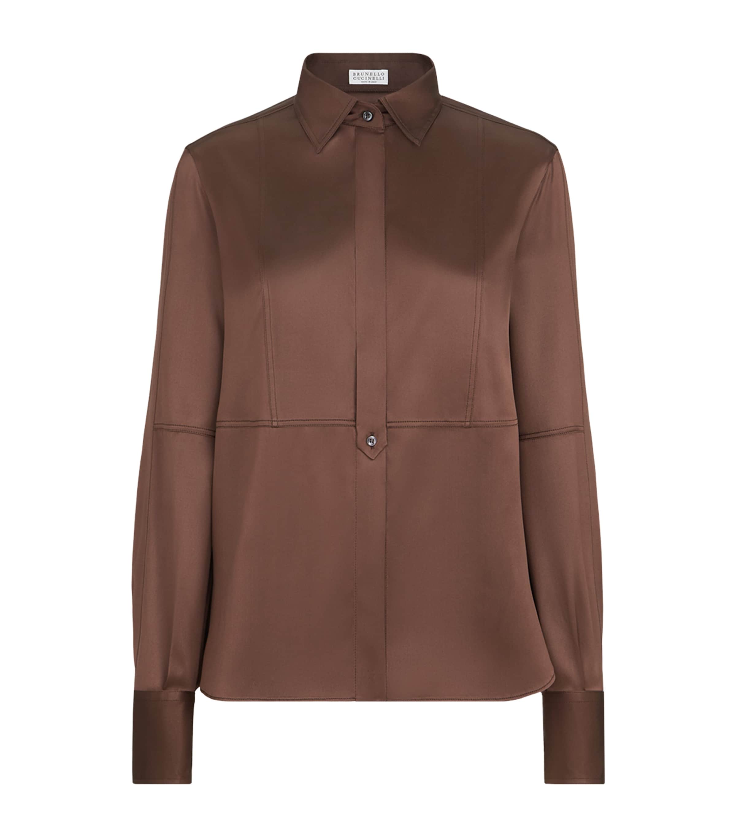 Brunello Cucinelli Womens Stretch-Silk Shirt