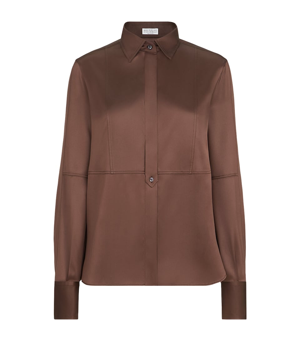 Brunello Cucinelli Womens Stretch-Silk Shirt