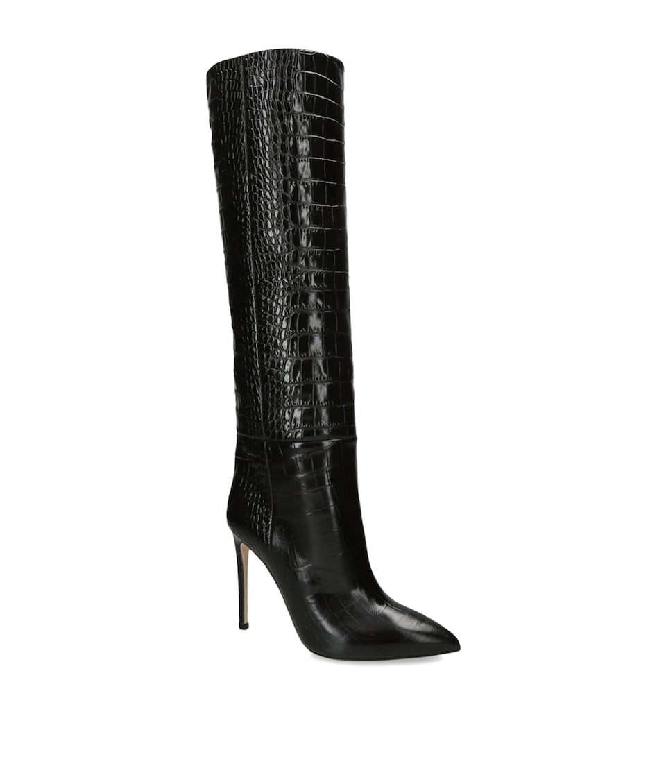 Croc-Embossed Knee-High Boots 105