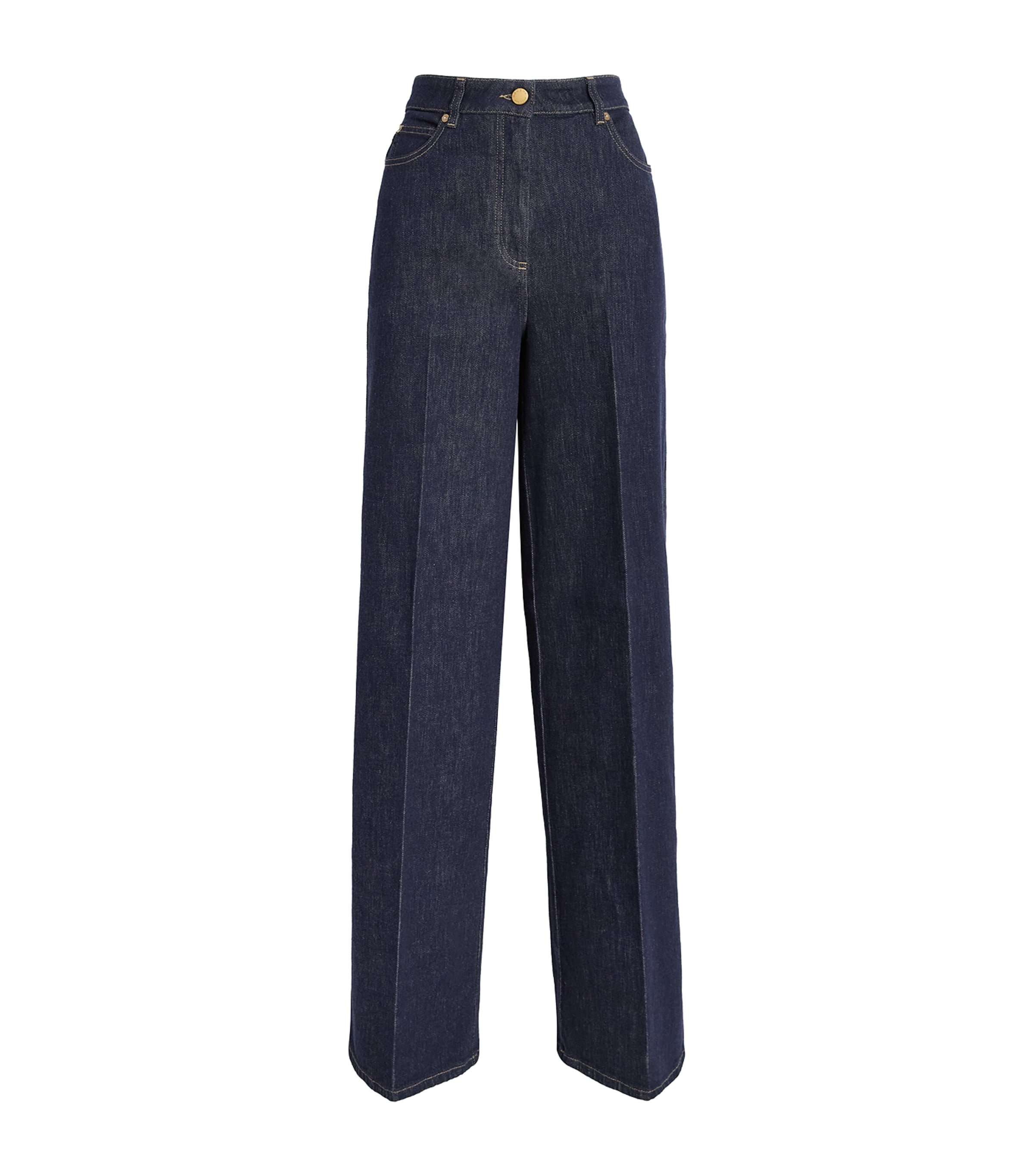 Agnona Womens Cotton-Cashmere Straight Jeans Blue Night