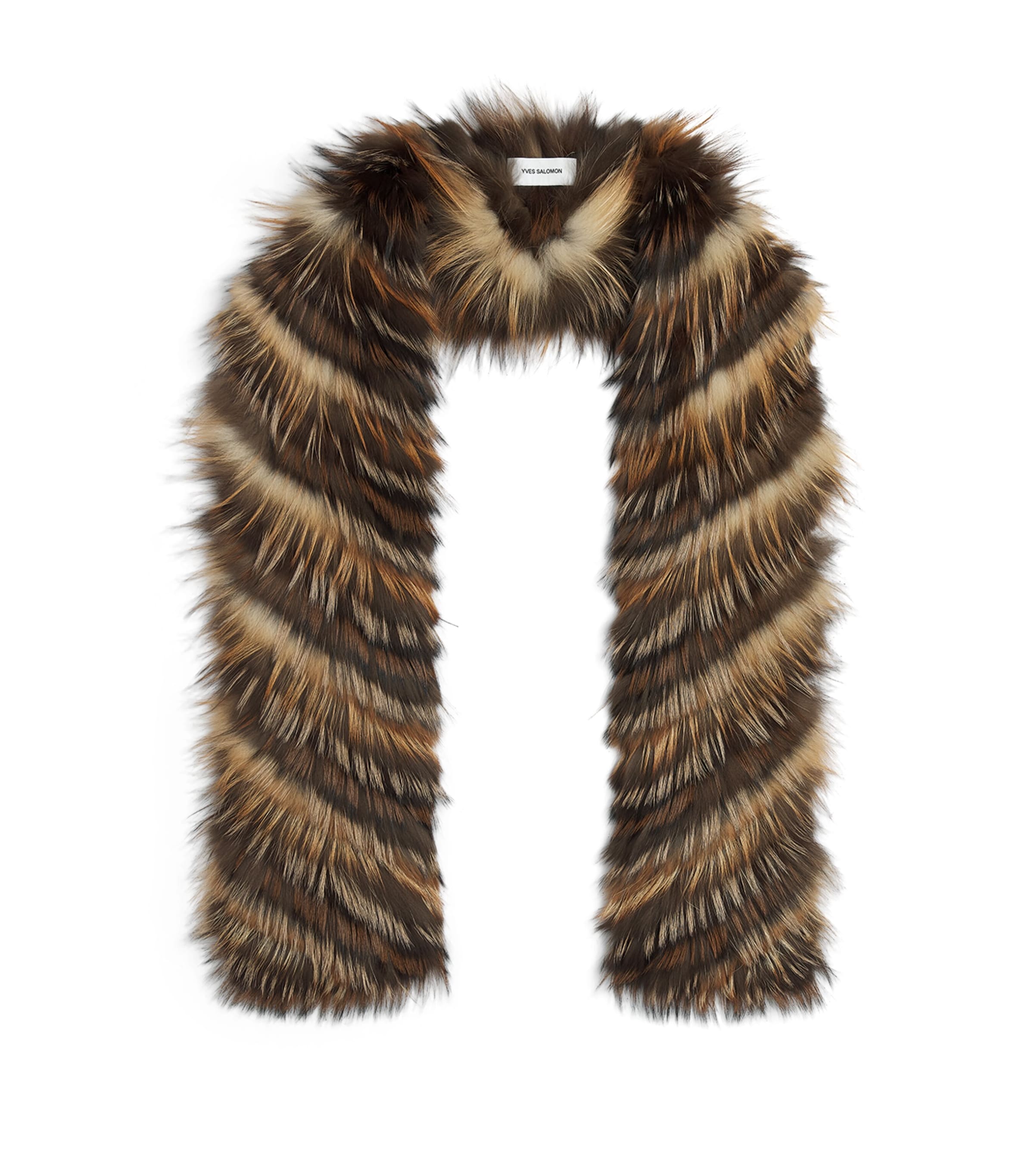 Yves Salomon Fox Fur Striped Scarf