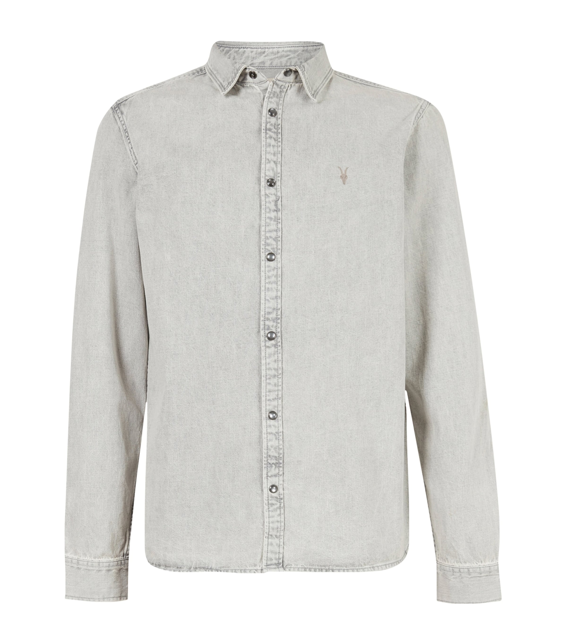 AllSaints Mens Denim Gleason Shirt Grey