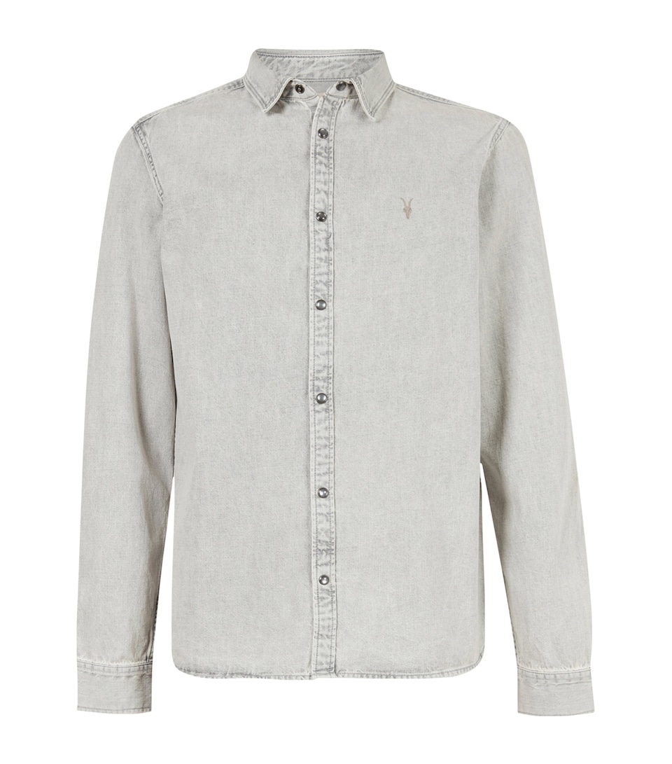 AllSaints Mens Denim Gleason Shirt Grey