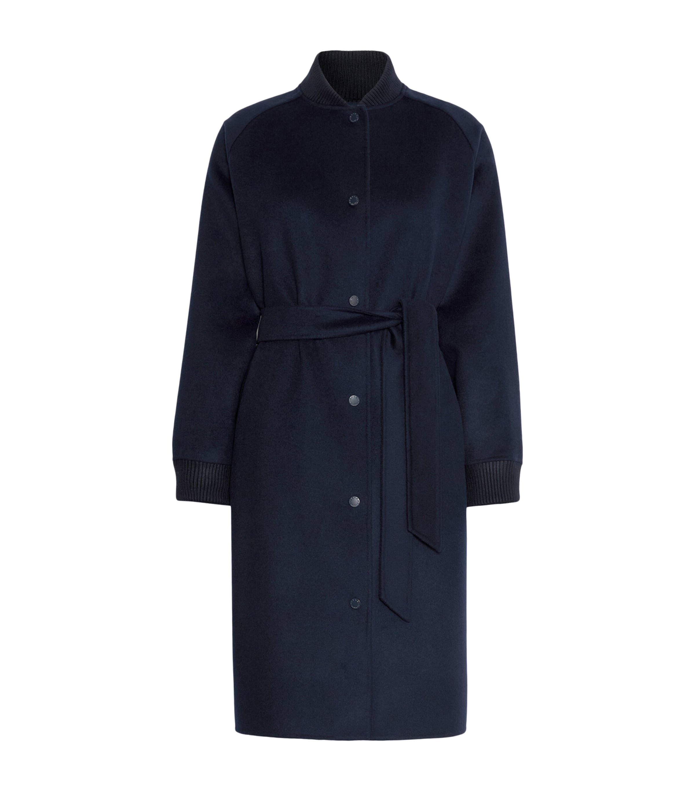 Weekend Max Mara Womens Virgin Wool Quilted Coat Navy