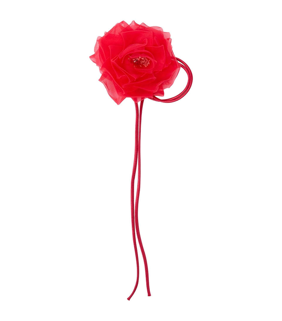 Max Mara Silk Flower Hair Clip Red