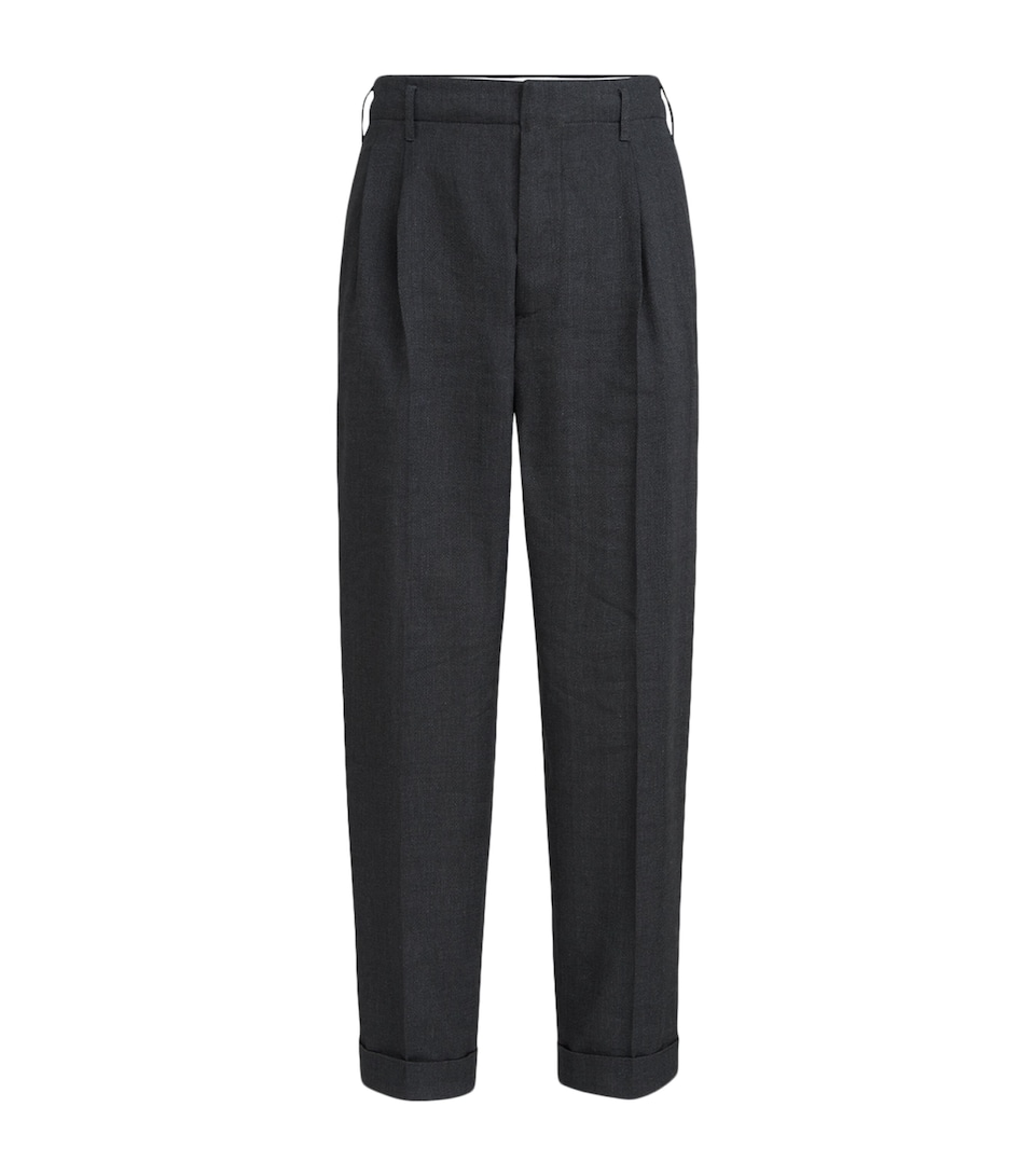 Brunello Cucinelli Mens Linen-Wool Chevron Tailored Trousers