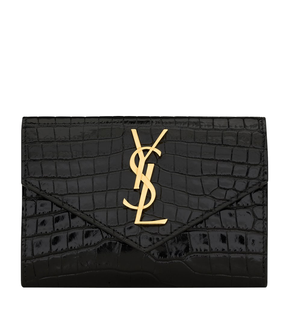 Small Cassandre Croc-Embossed Wallet