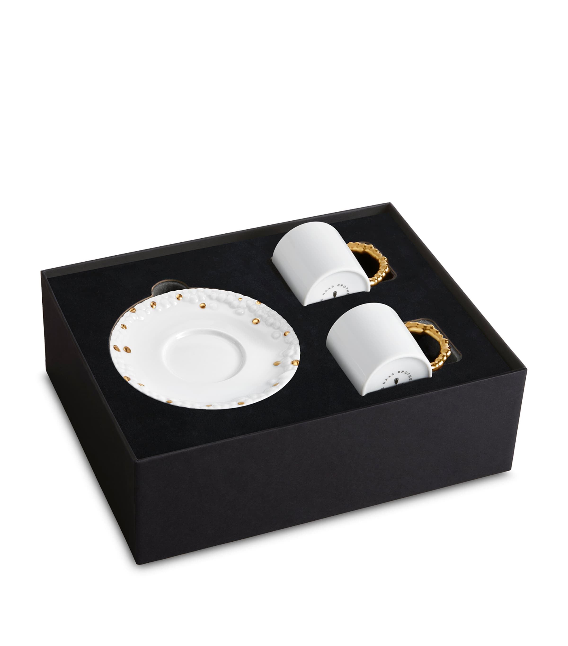 L'Objet Set of 2 Haas Mojave Espresso Cups and Saucers Gold