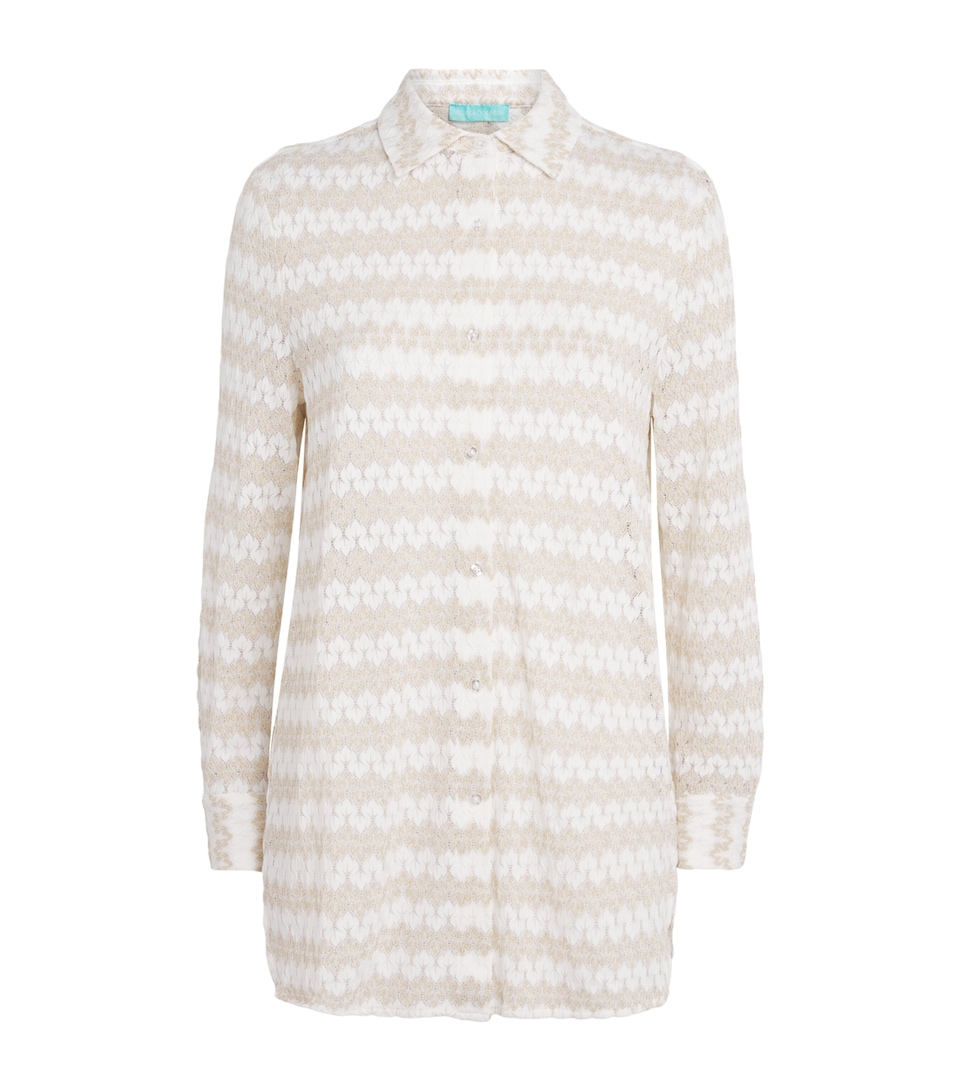 Melissa Odabash Womens Daria Beach Shirt Gold/white