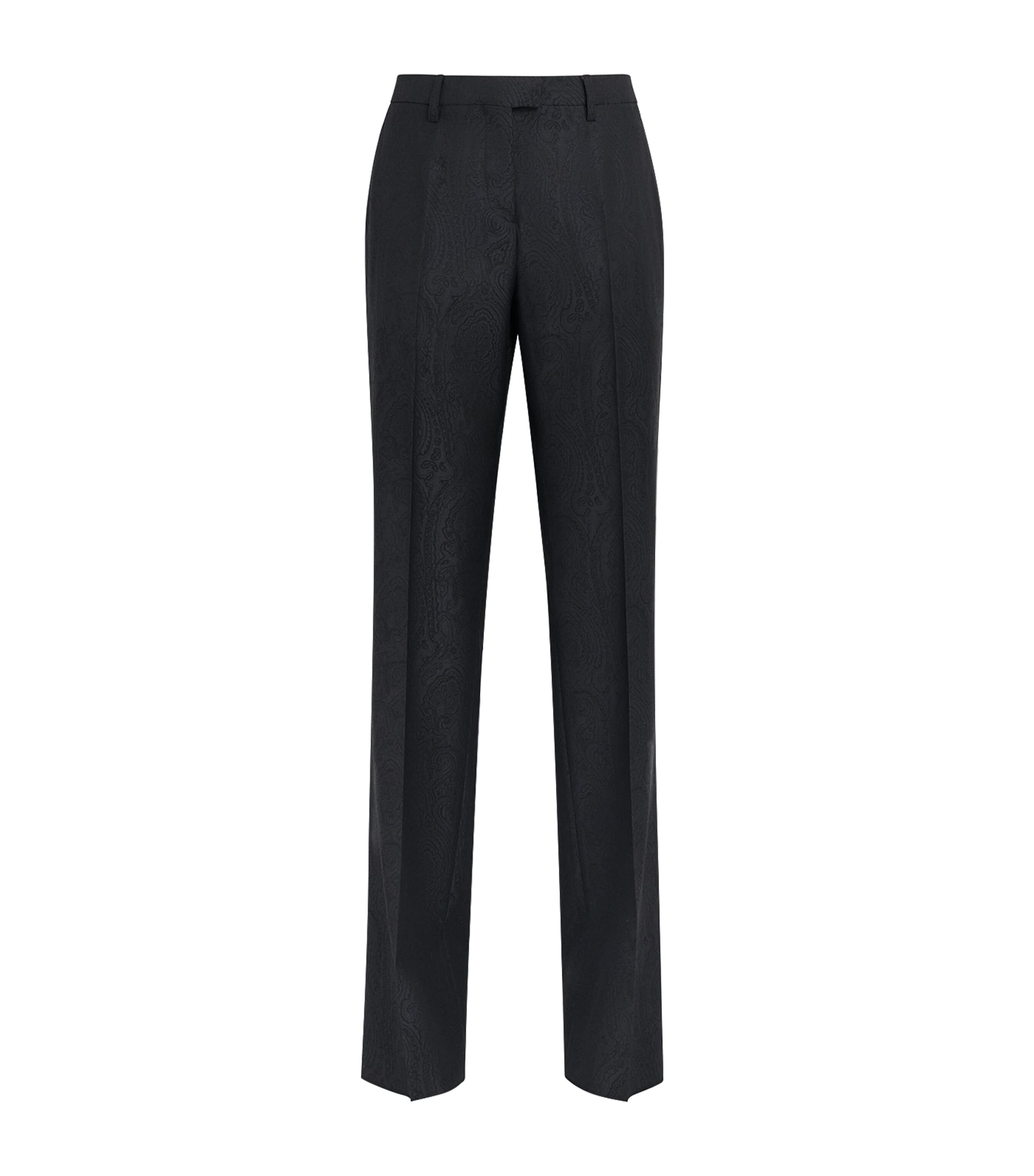 Etro Womens Wool Paisley Trousers Black