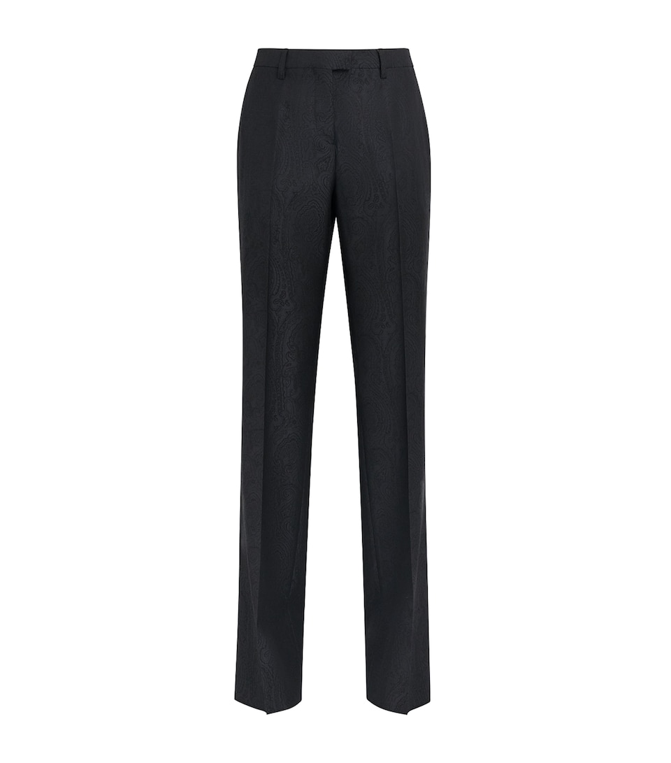 Etro Womens Wool Paisley Trousers Black