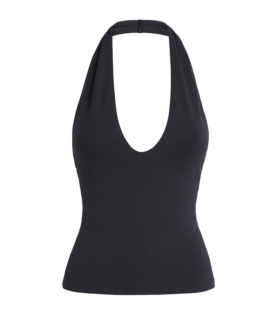 Skims Womens Smooth Layers Halter Top Obsidian