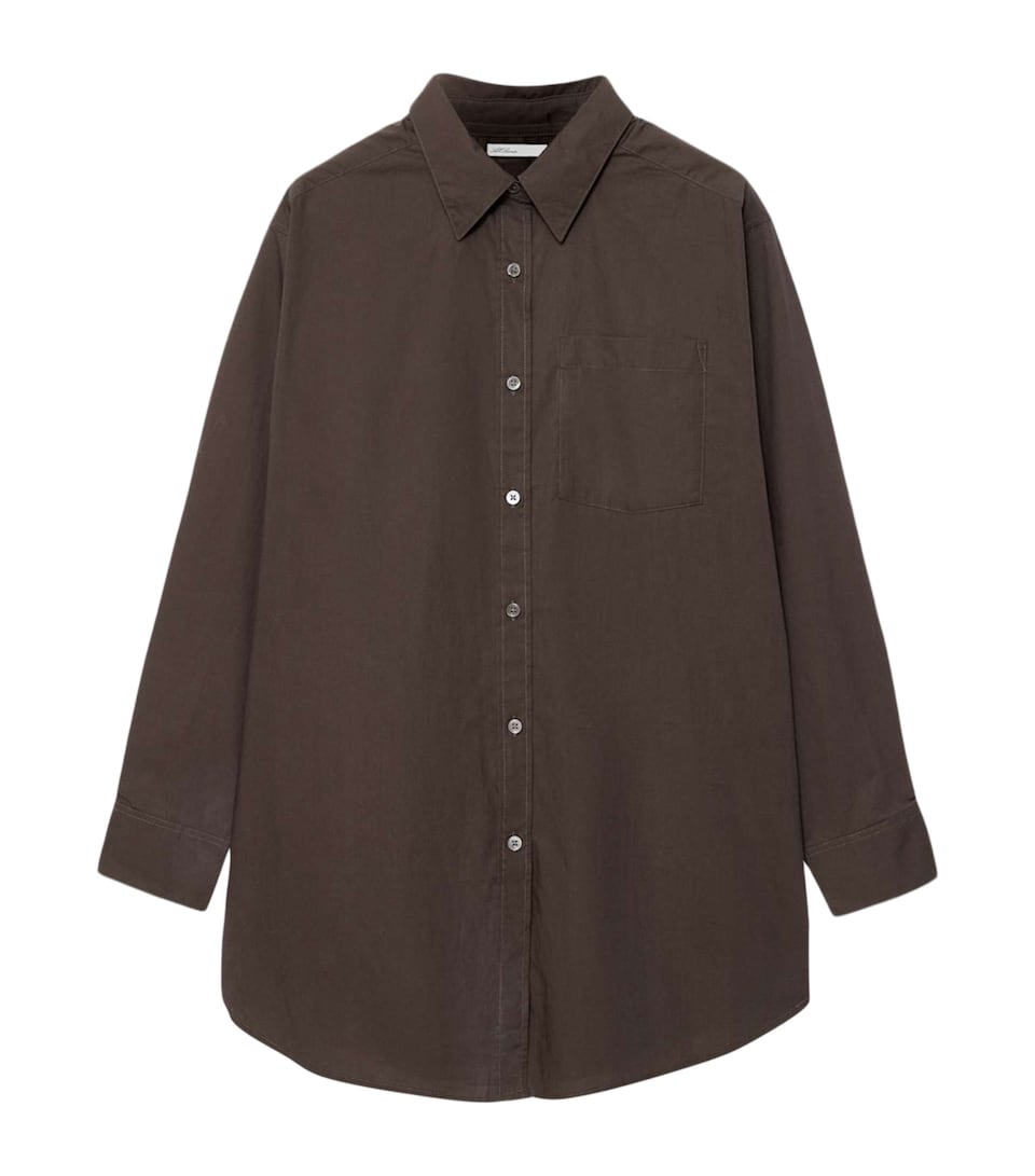 AllSaints Womens Organic Cotton Kaia Oversized Shirt Hazelnut Brown