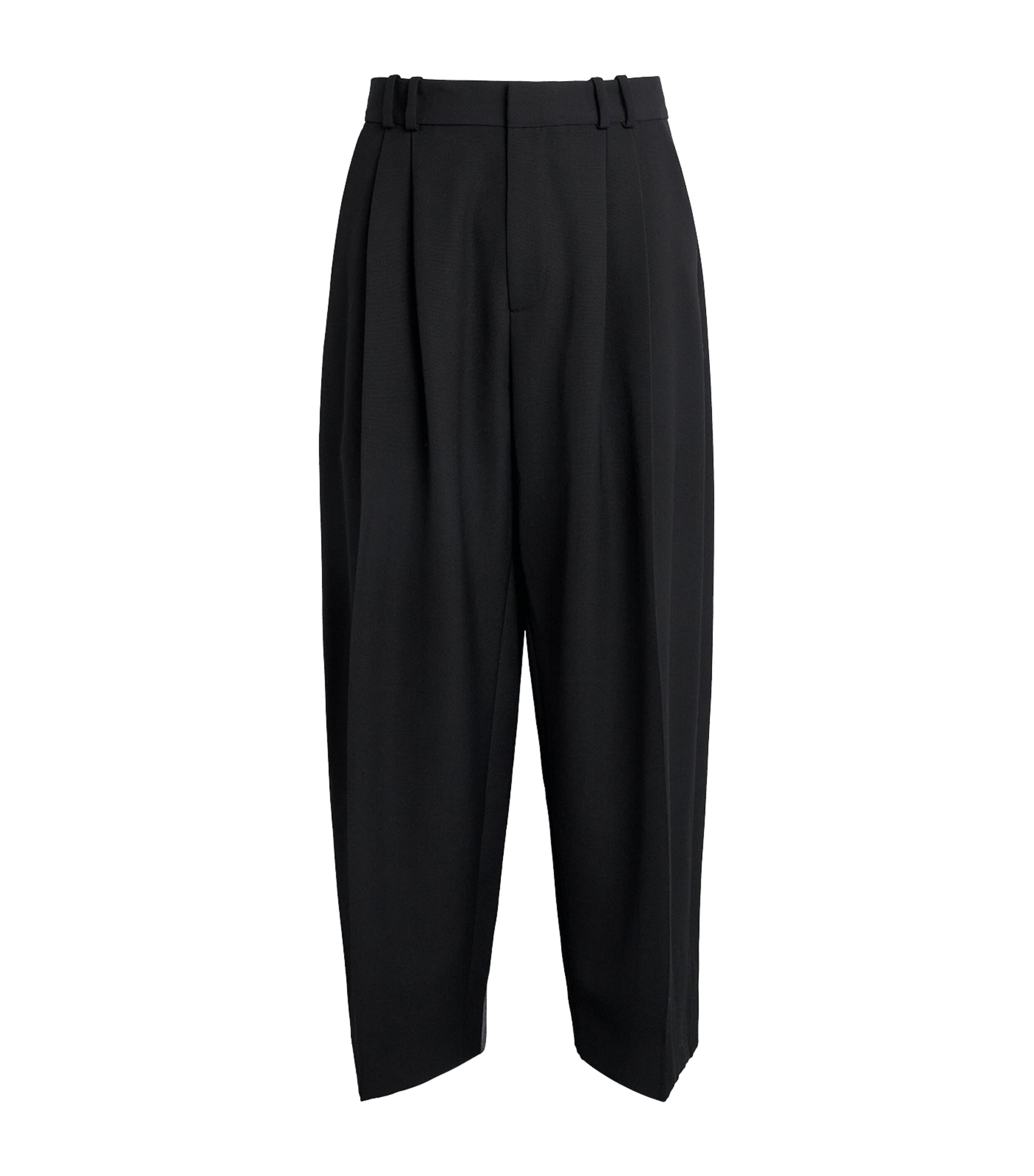 Studio Nicholson Mens Double Pleated Barrel-Leg Trousers Black