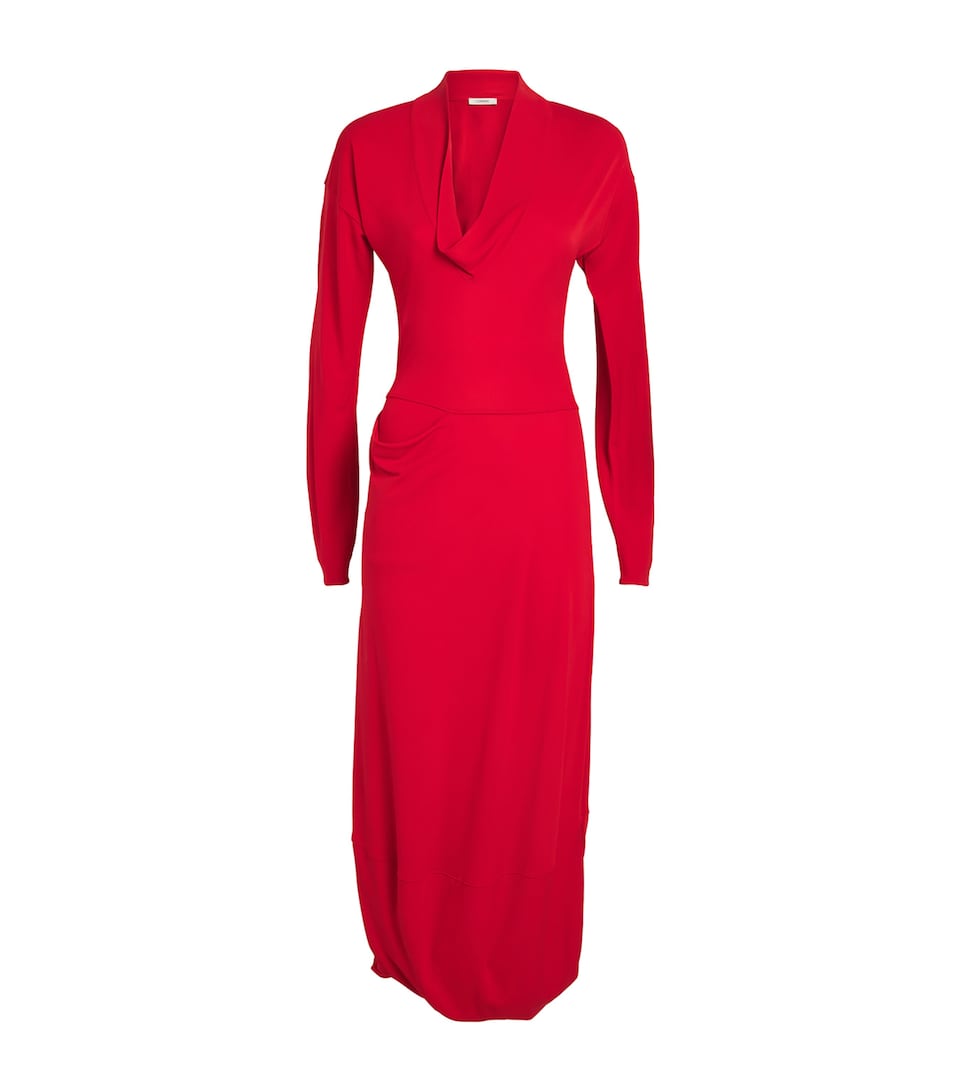 Pocket-Detail Cowl-Neck Midi Dress